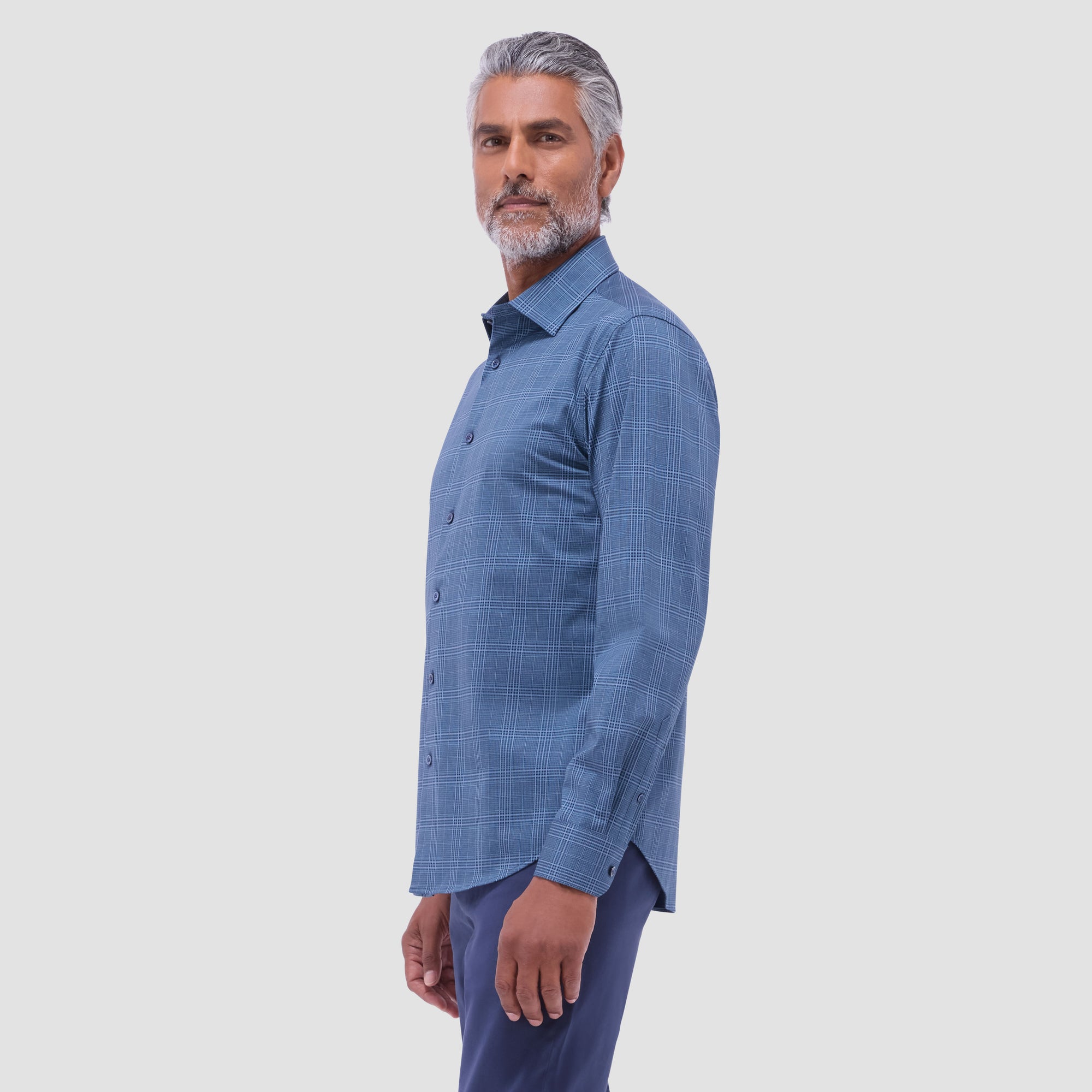 Jimmy Double-Sided Glen Plaid & Herringbone OoohCotton Shirt