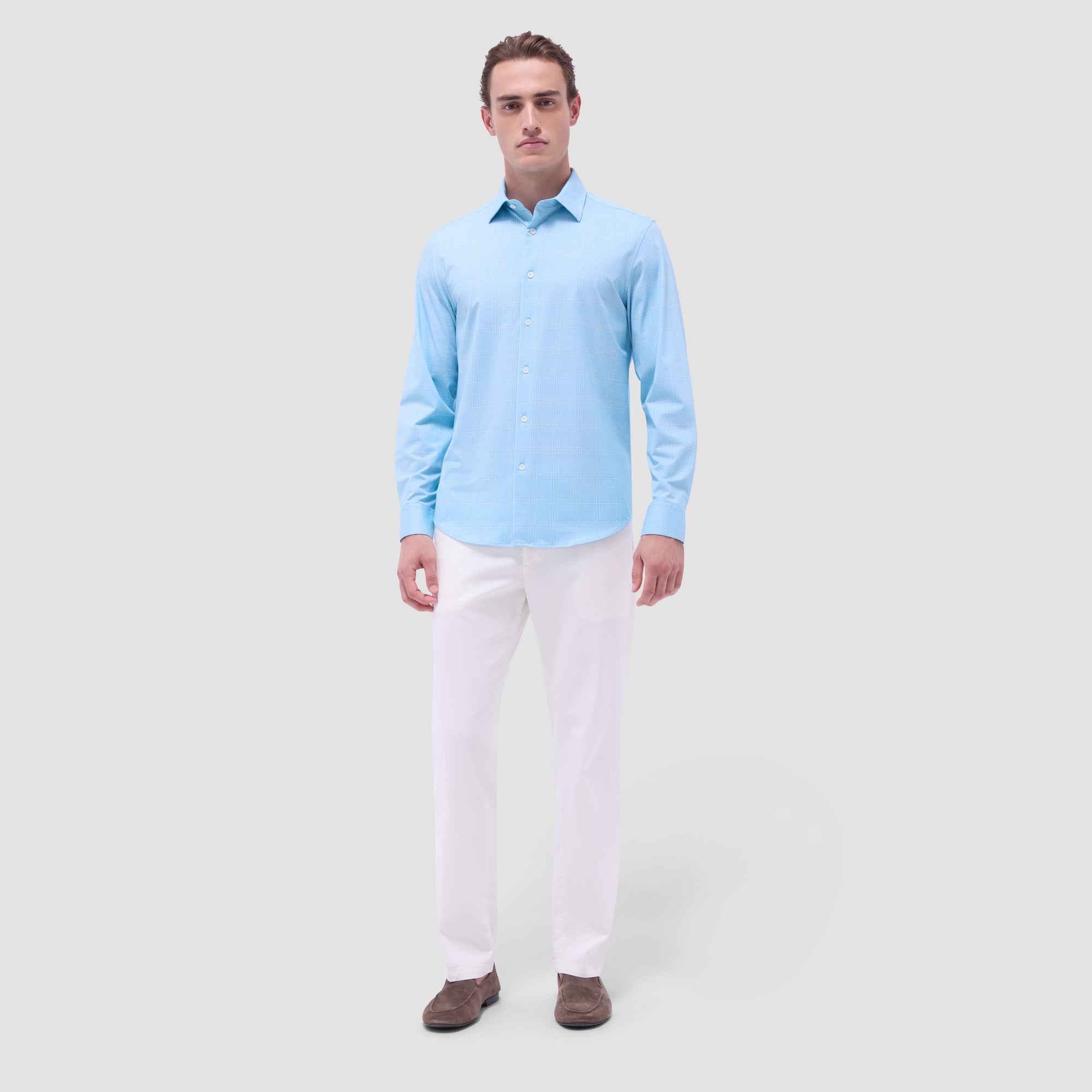 Jimmy Double-Sided Glen Plaid & Herringbone OoohCotton Shirt