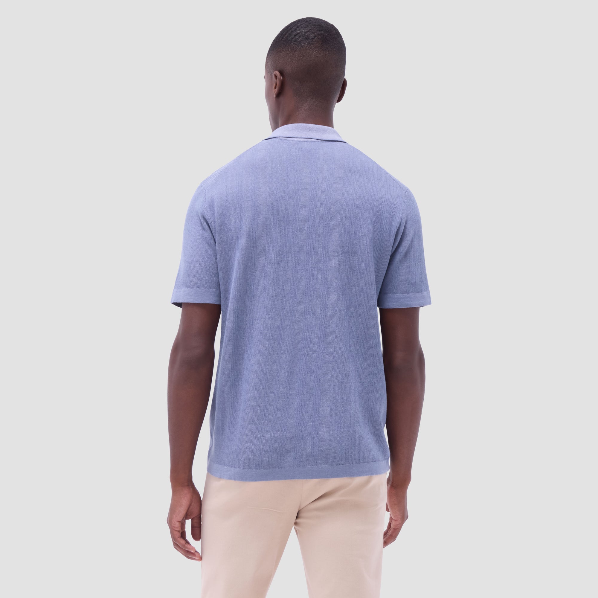 Two-Tone Rib Stitch Short Sleeve Johnny Sweater