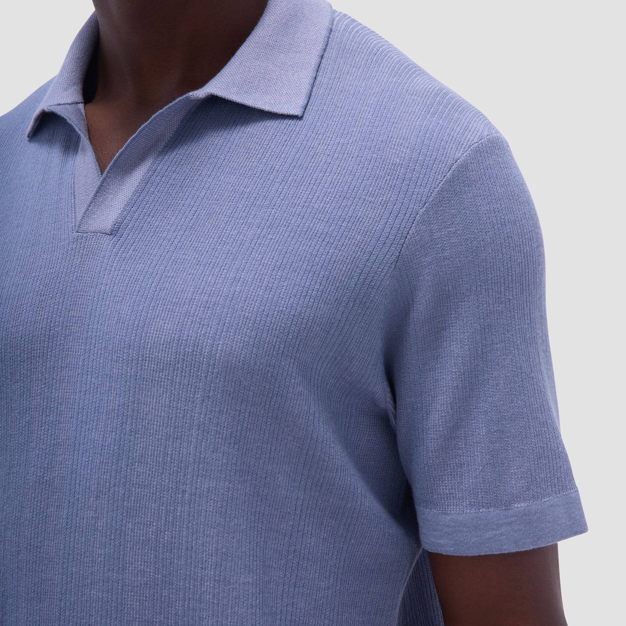 Two-Tone Rib Stitch Short Sleeve Johnny Sweater