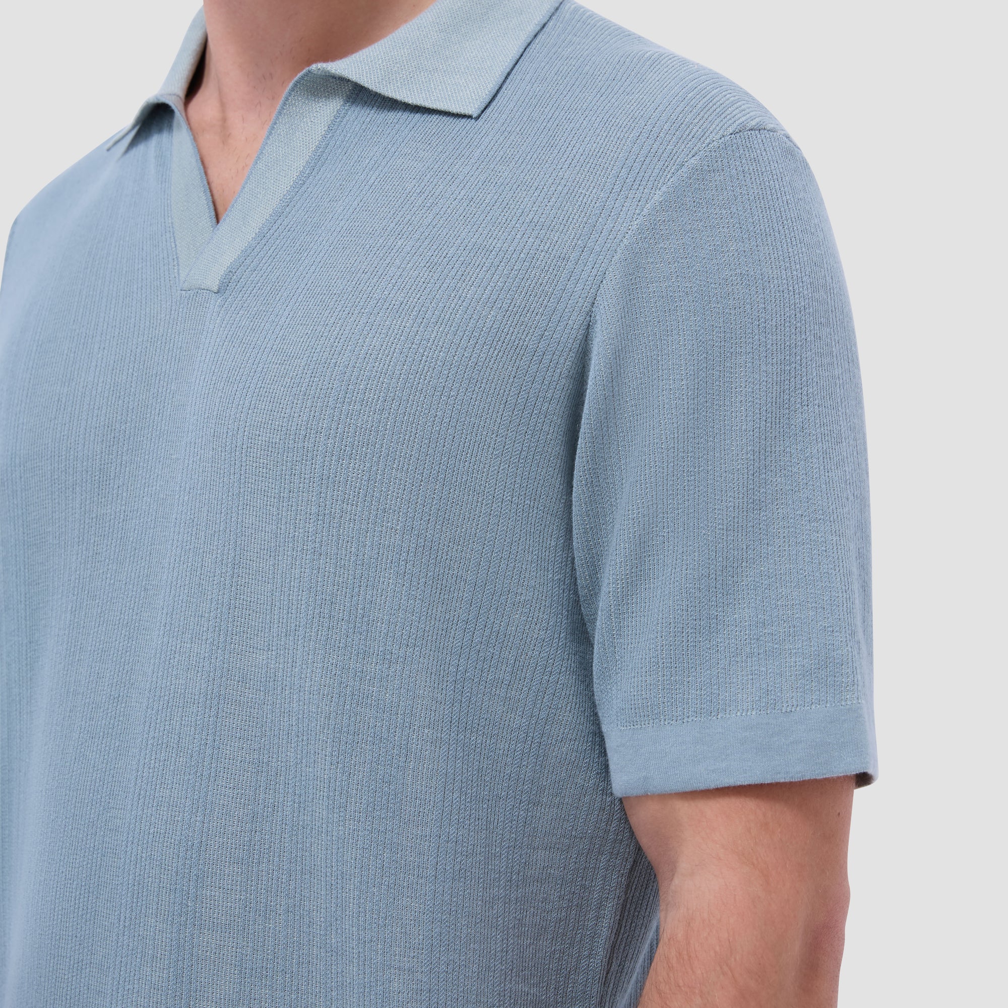 Two-Tone Rib Stitch Short Sleeve Johnny Sweater