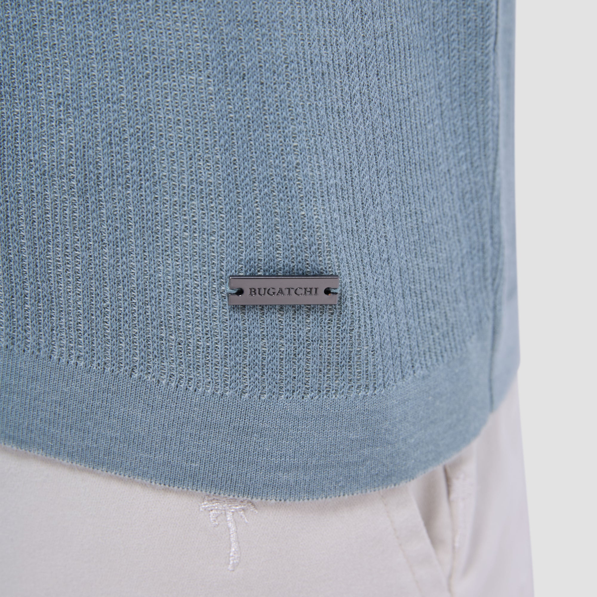 Two-Tone Rib Stitch Short Sleeve Johnny Sweater