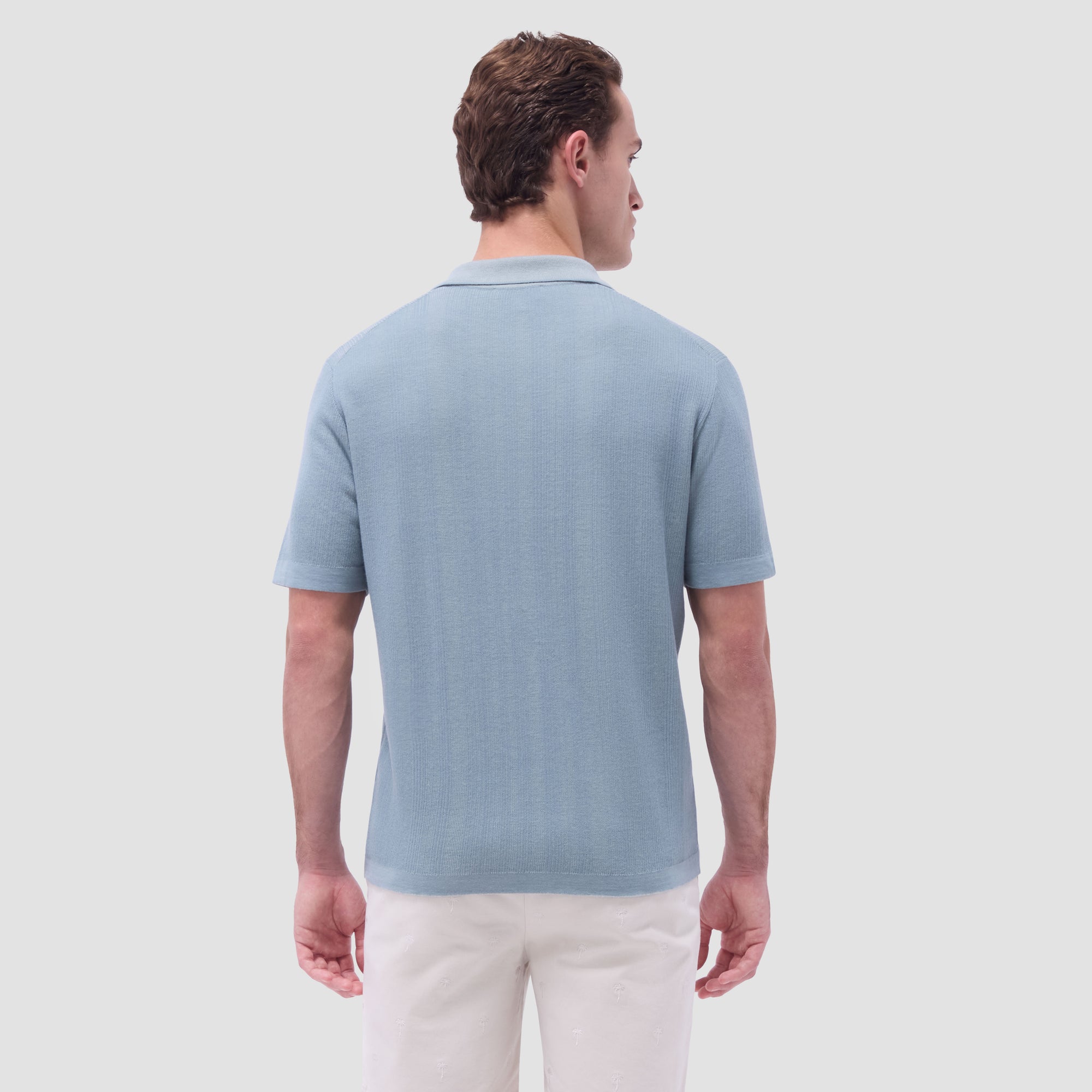 Two-Tone Rib Stitch Short Sleeve Johnny Sweater