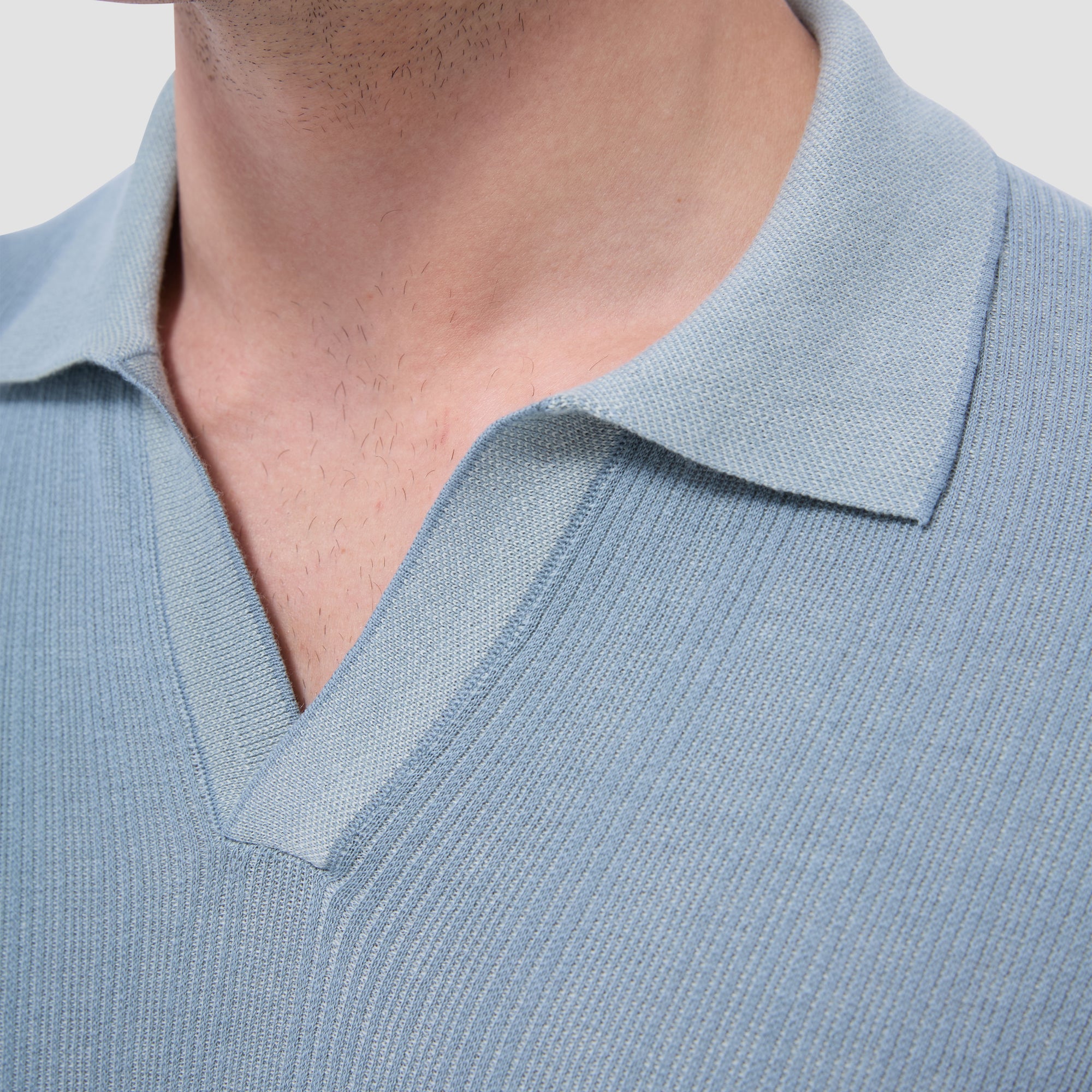 Two-Tone Rib Stitch Short Sleeve Johnny Sweater