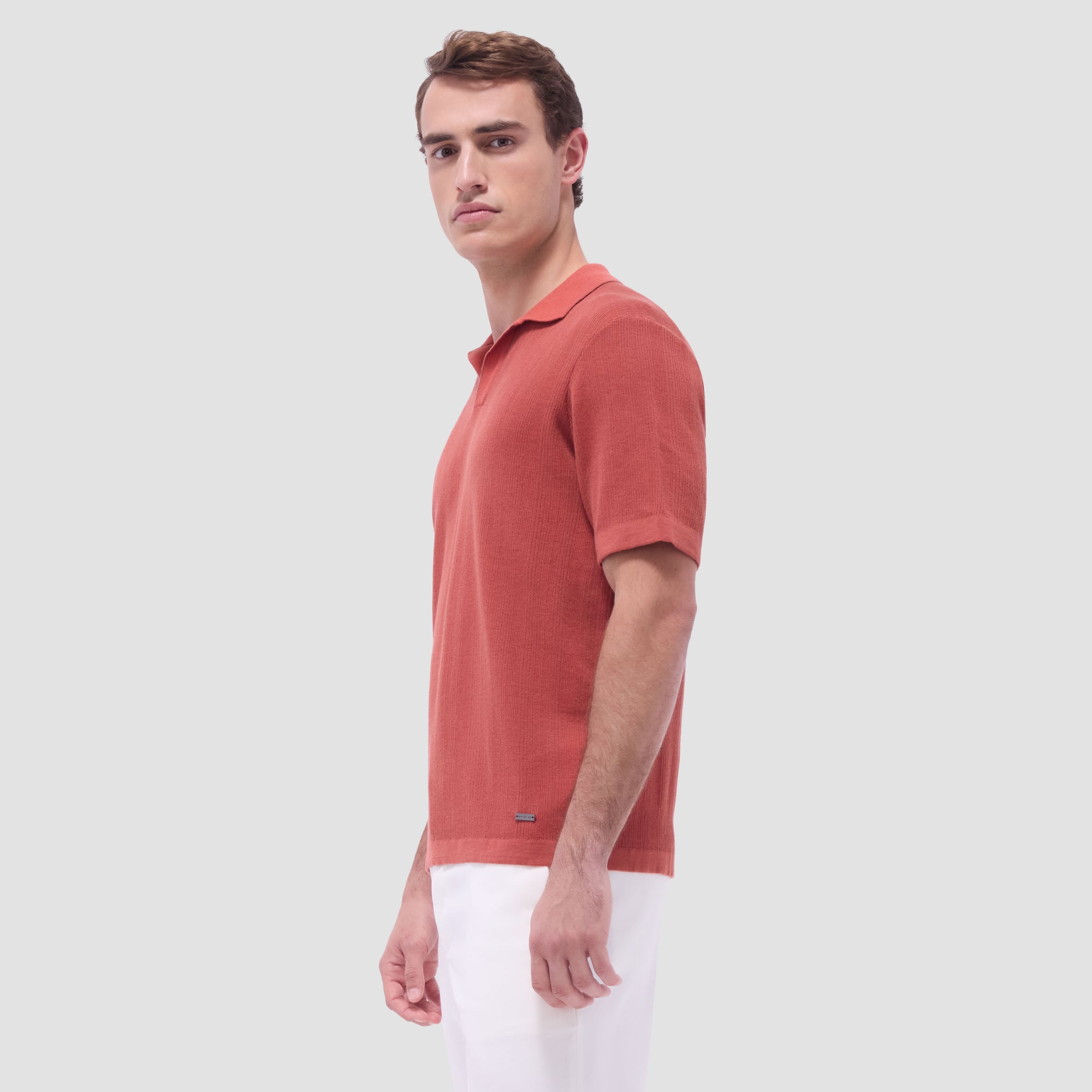 Two-Tone Rib Stitch Short Sleeve Johnny Sweater