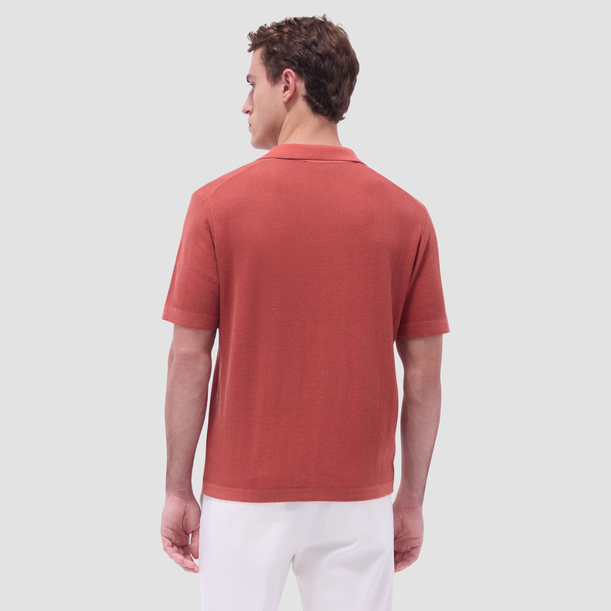 Two-Tone Rib Stitch Short Sleeve Johnny Sweater