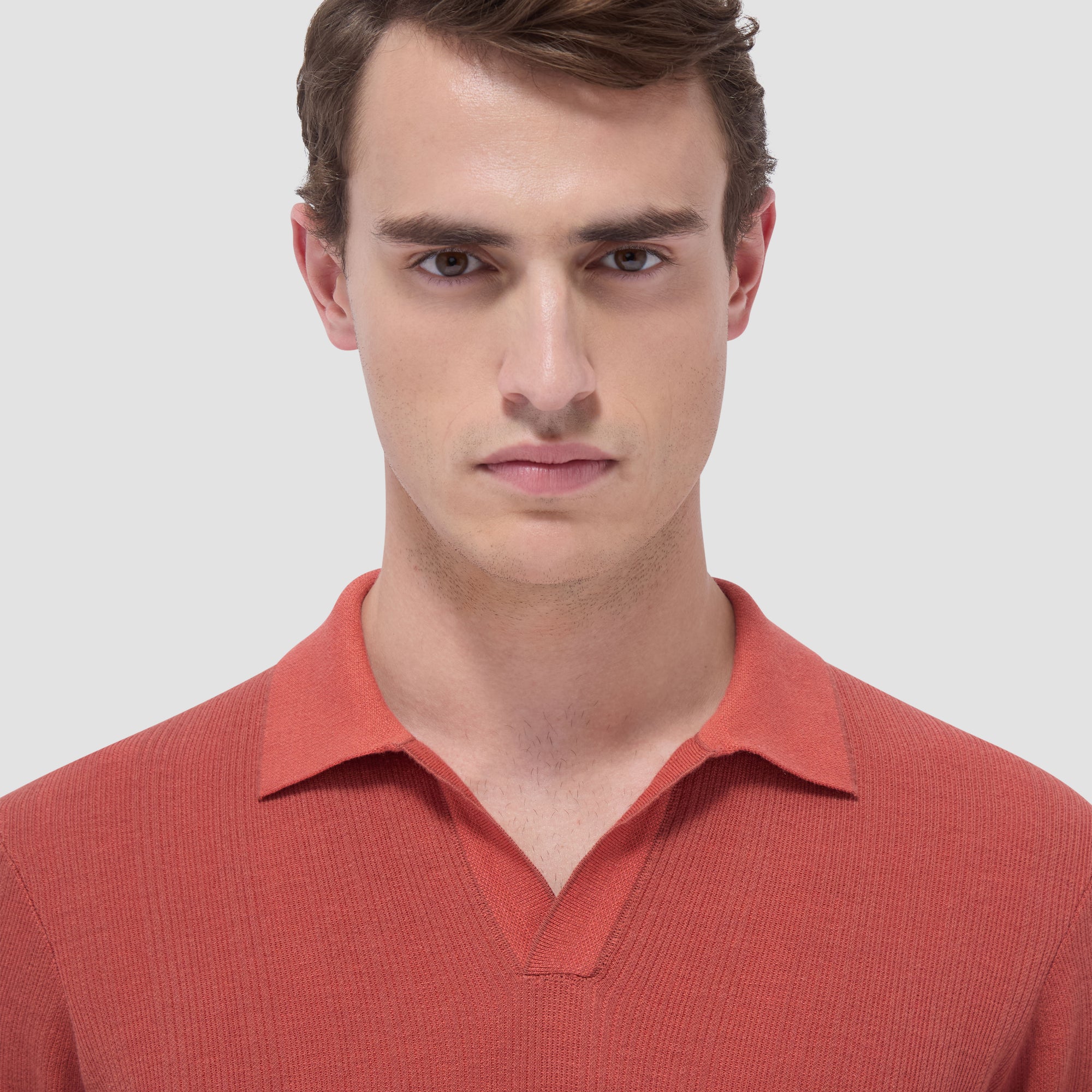 Two-Tone Rib Stitch Short Sleeve Johnny Sweater