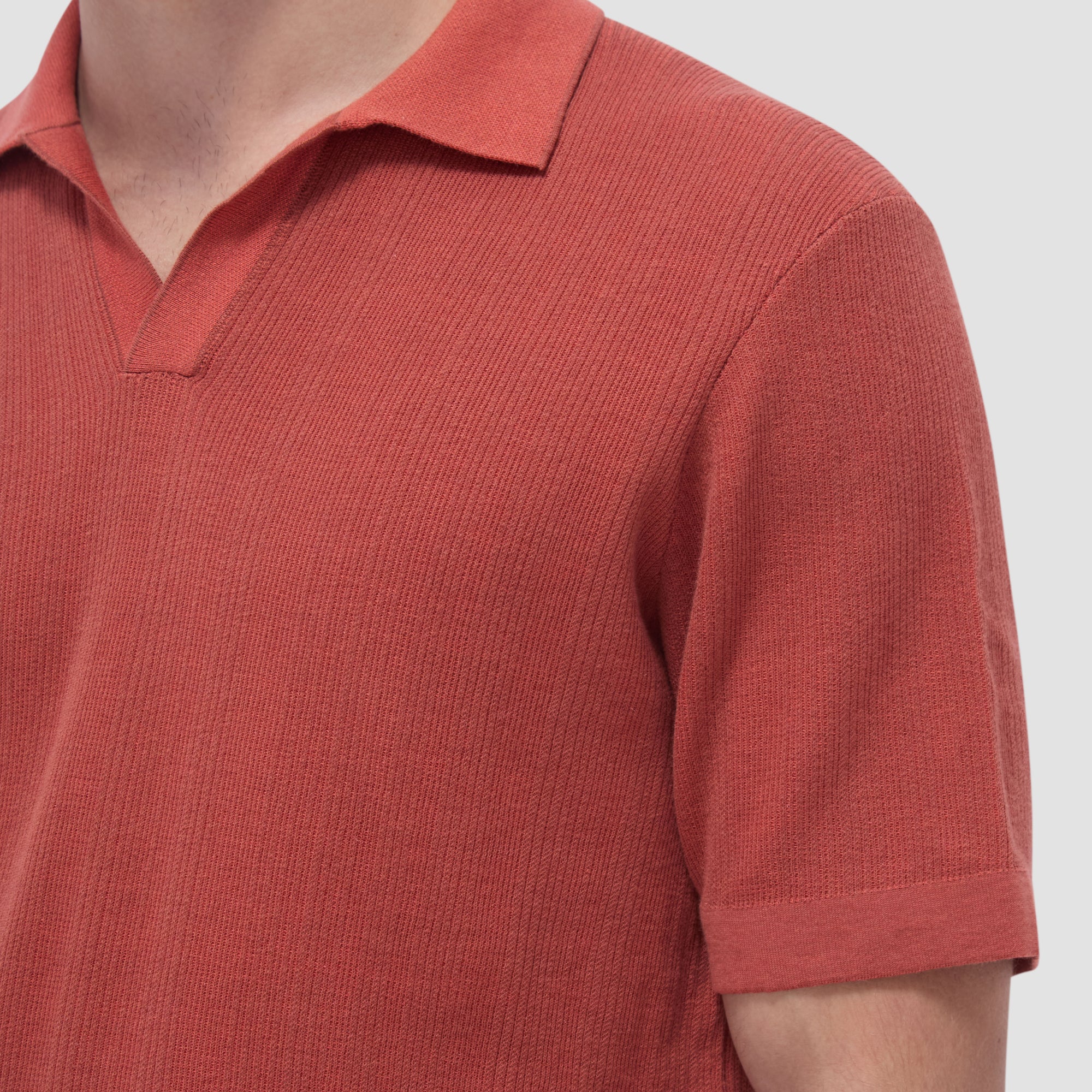 Two-Tone Rib Stitch Short Sleeve Johnny Sweater