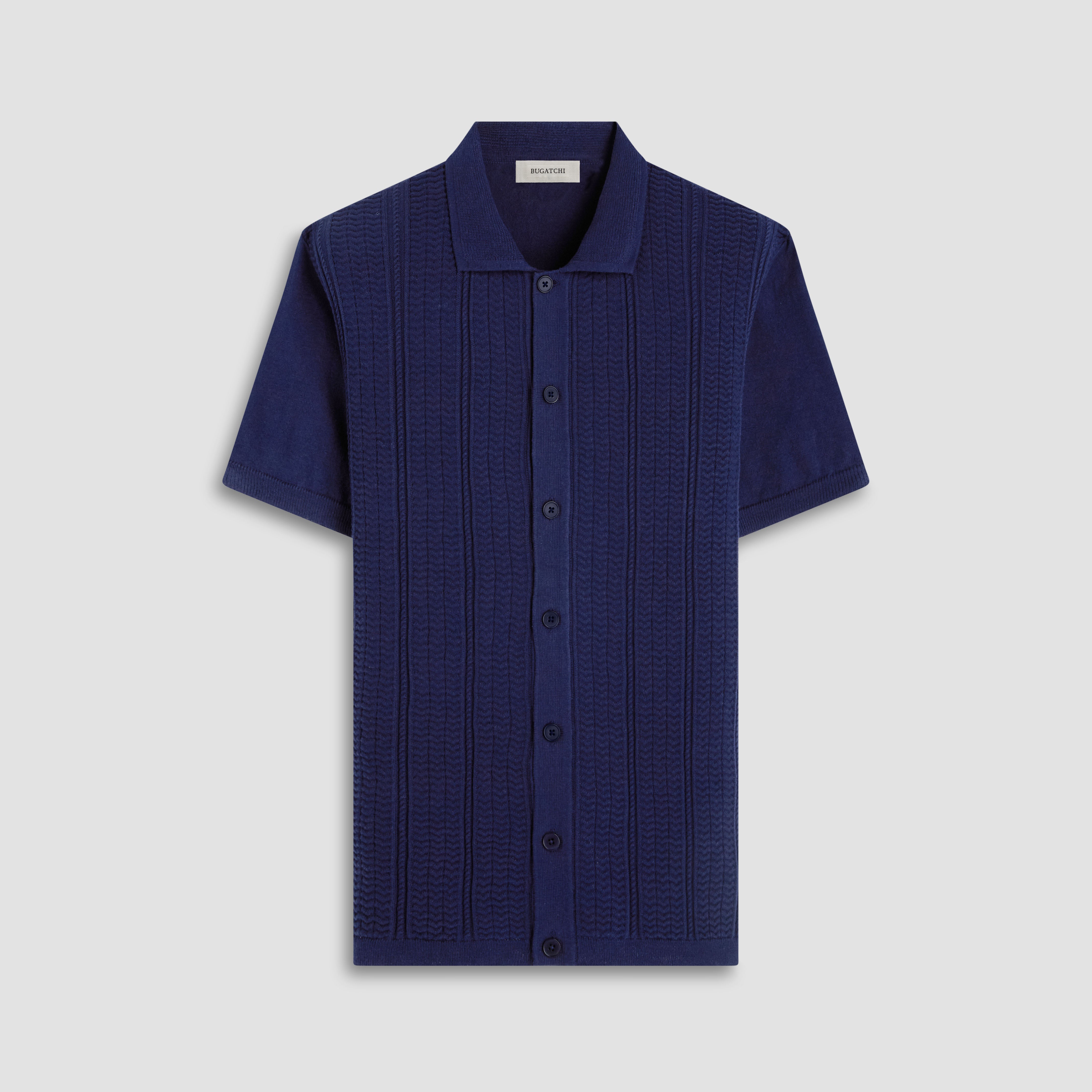 Textured Chevron Short Sleeve Knit Shirt – BUGATCHI