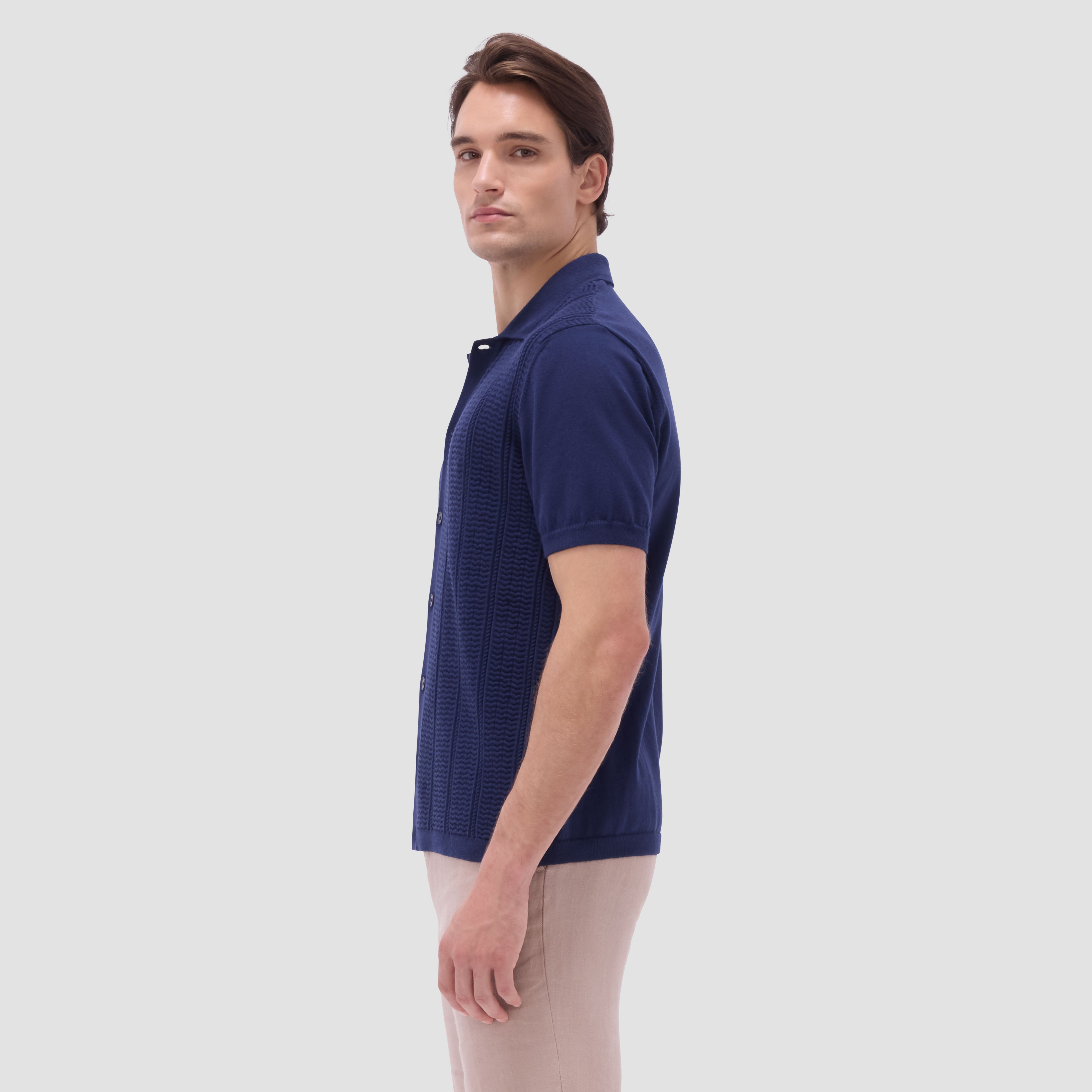 Textured Chevron Short Sleeve Knit Shirt – BUGATCHI