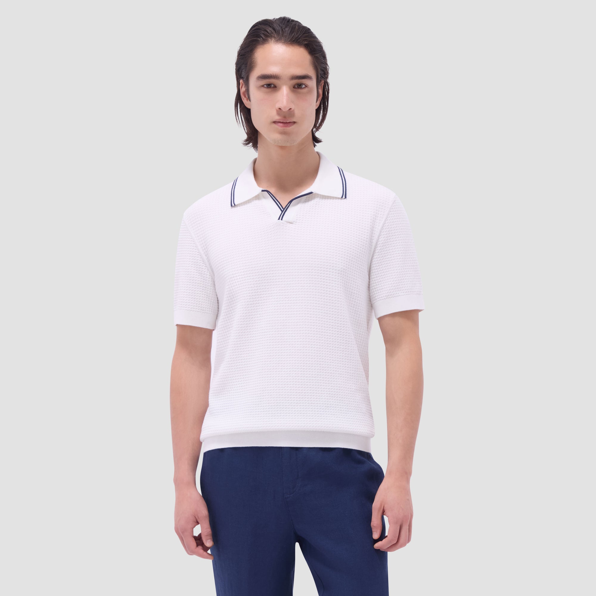 Seed Rib Short Sleeve Johnny Sweater