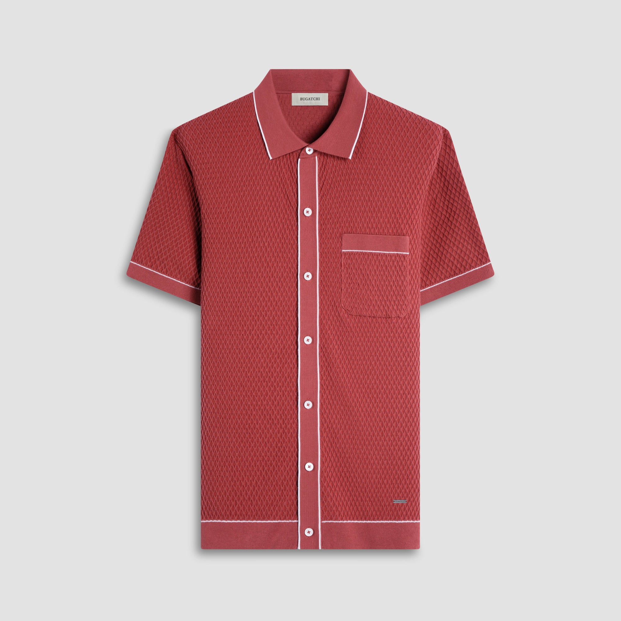 Textured Geometric Short-Sleeve Knit Shirt