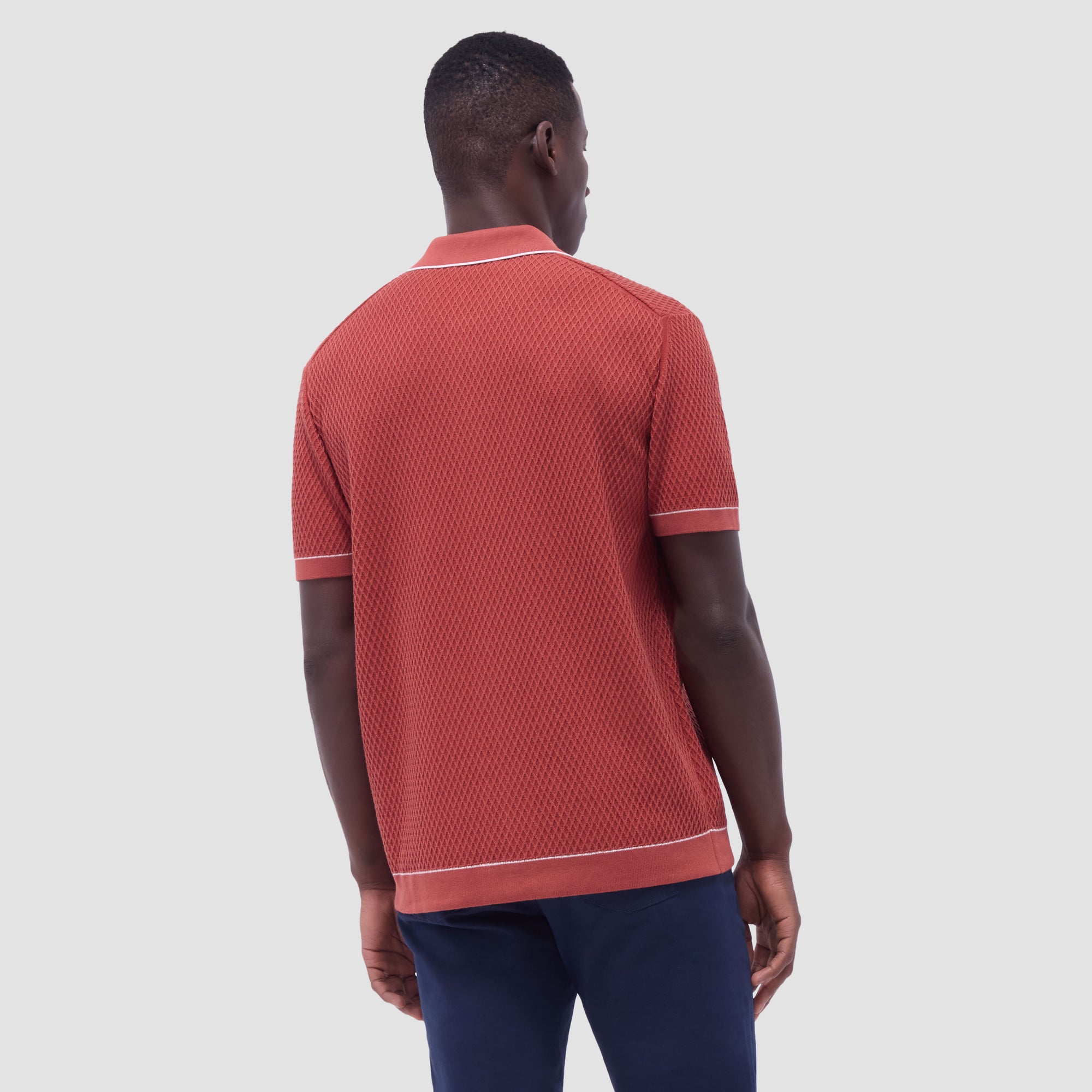 Textured Geometric Short-Sleeve Knit Shirt