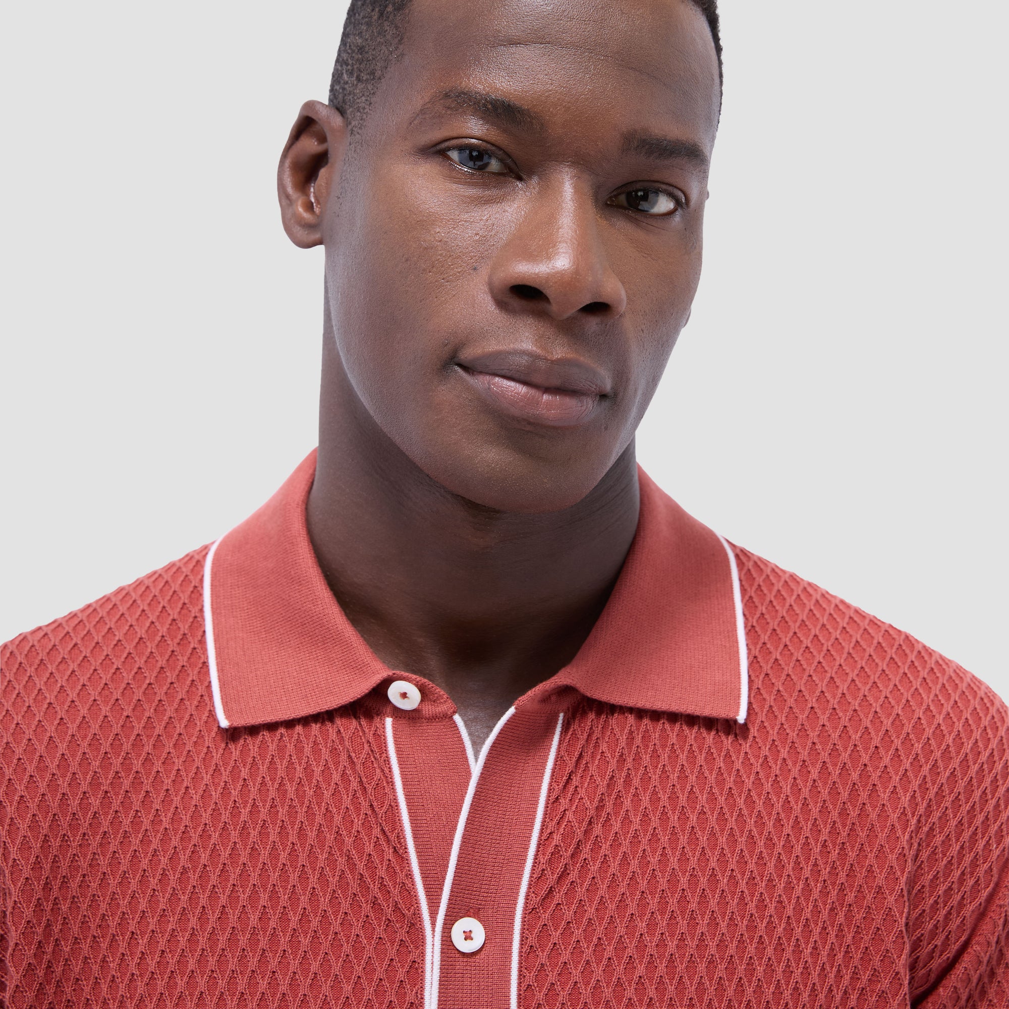Textured Geometric Short-Sleeve Knit Shirt