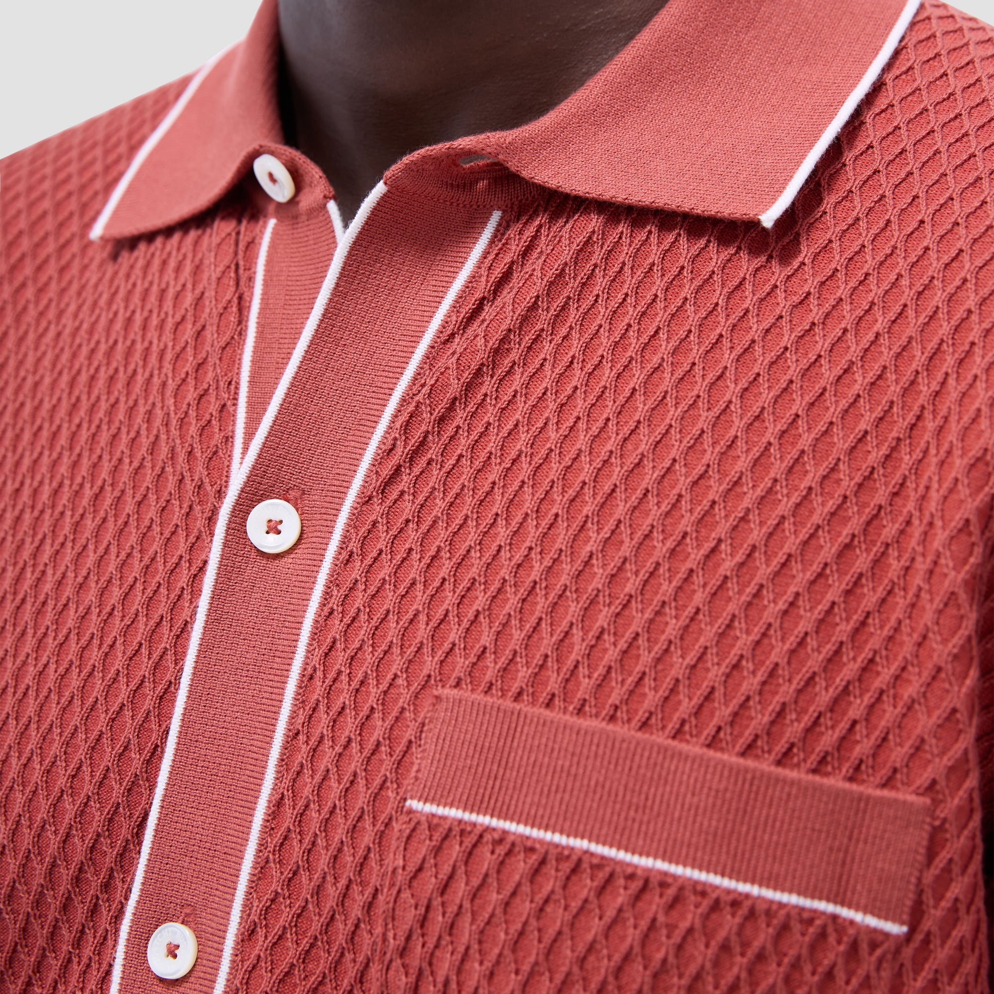 Textured Geometric Short-Sleeve Knit Shirt