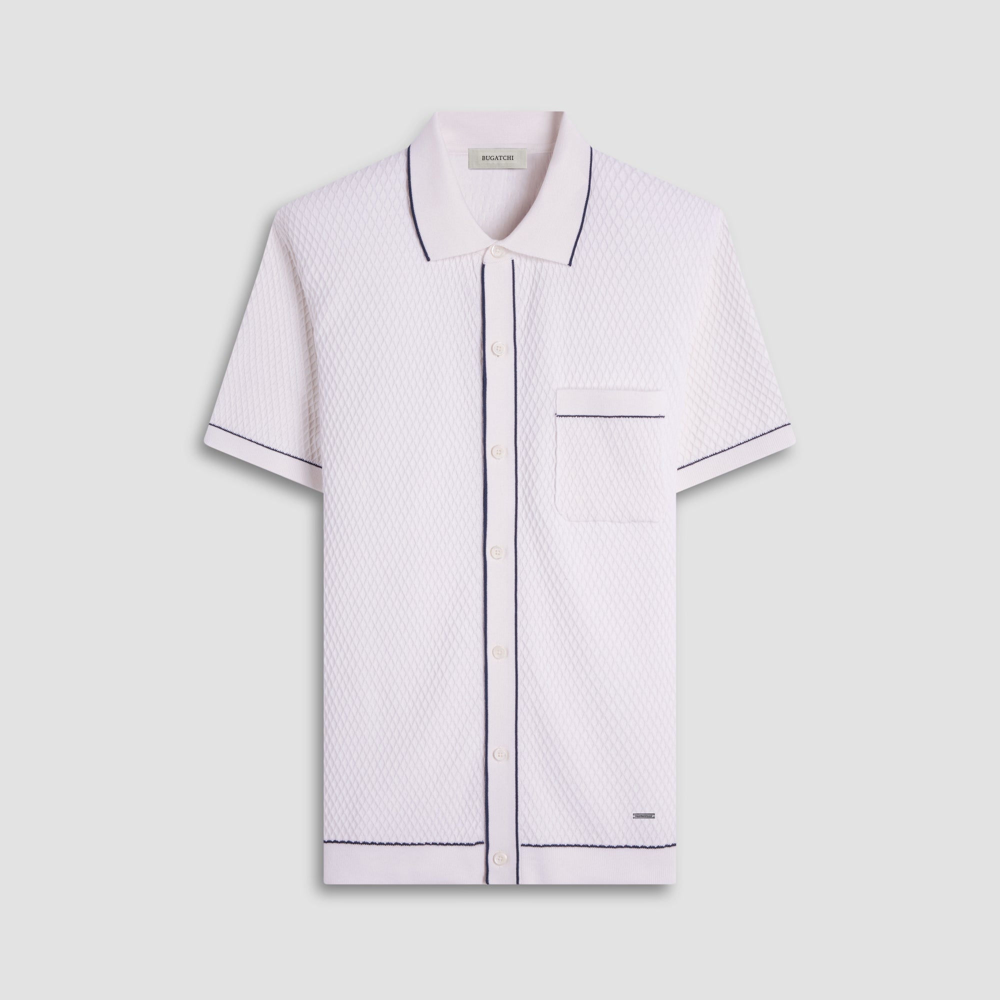 Textured Geometric Short-Sleeve Knit Shirt