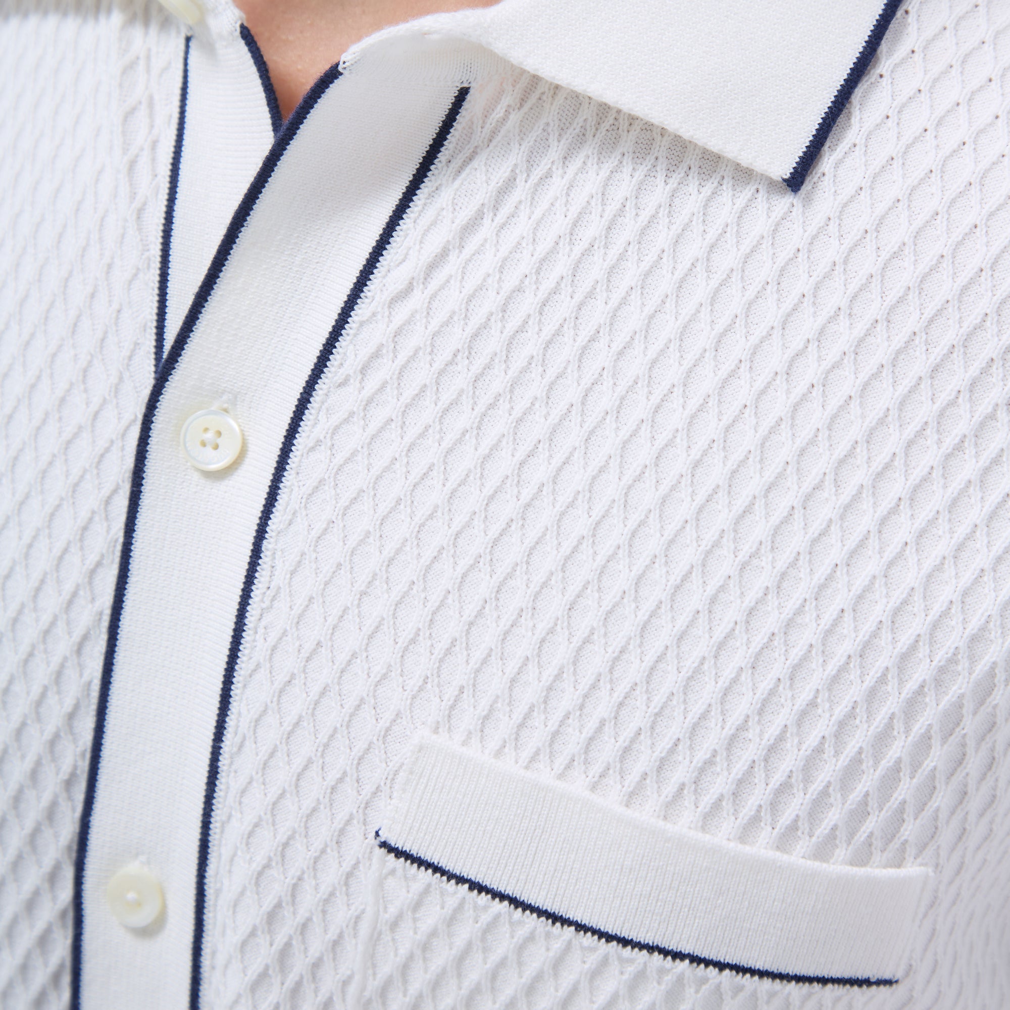 Textured Geometric Short-Sleeve Knit Shirt