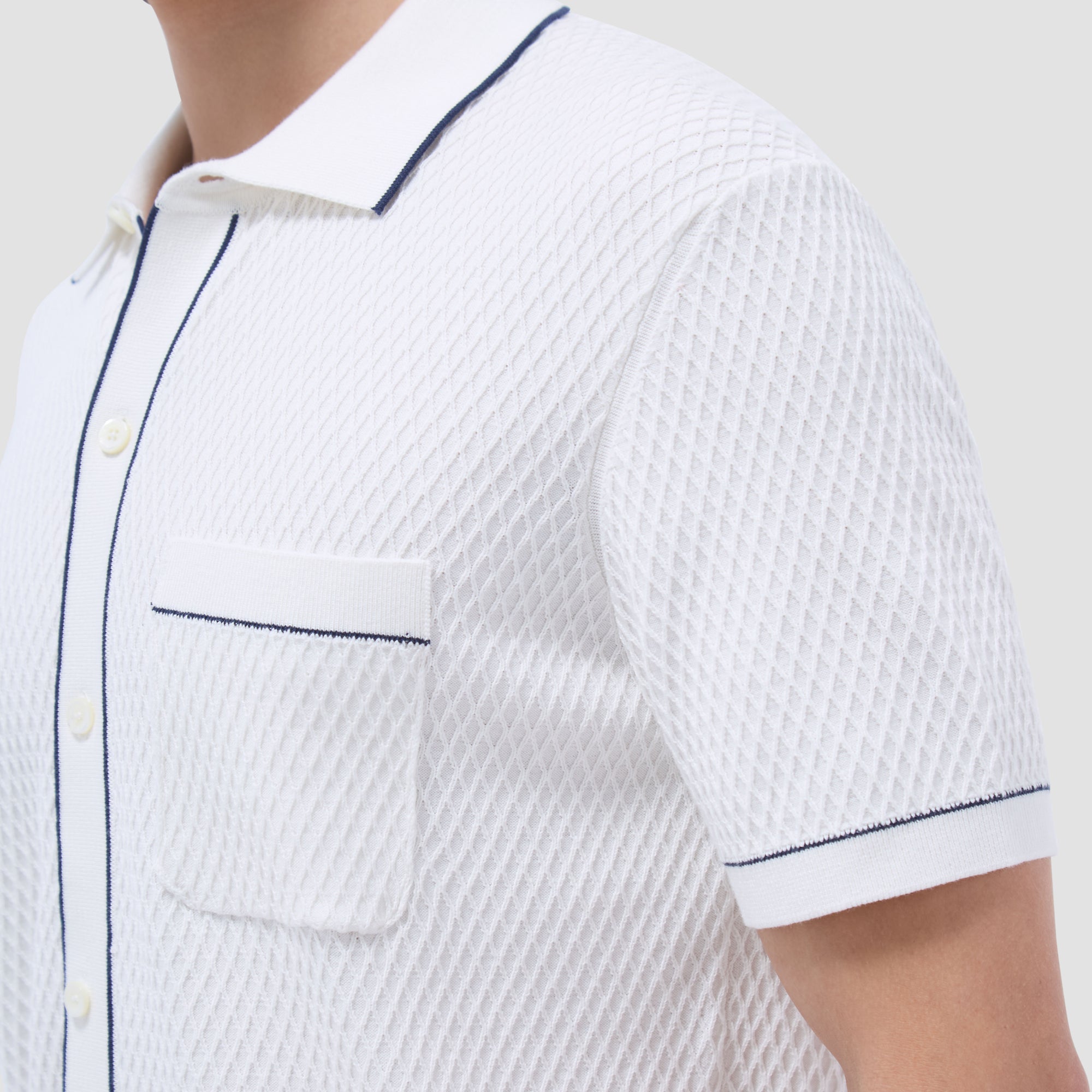 Textured Geometric Short-Sleeve Knit Shirt