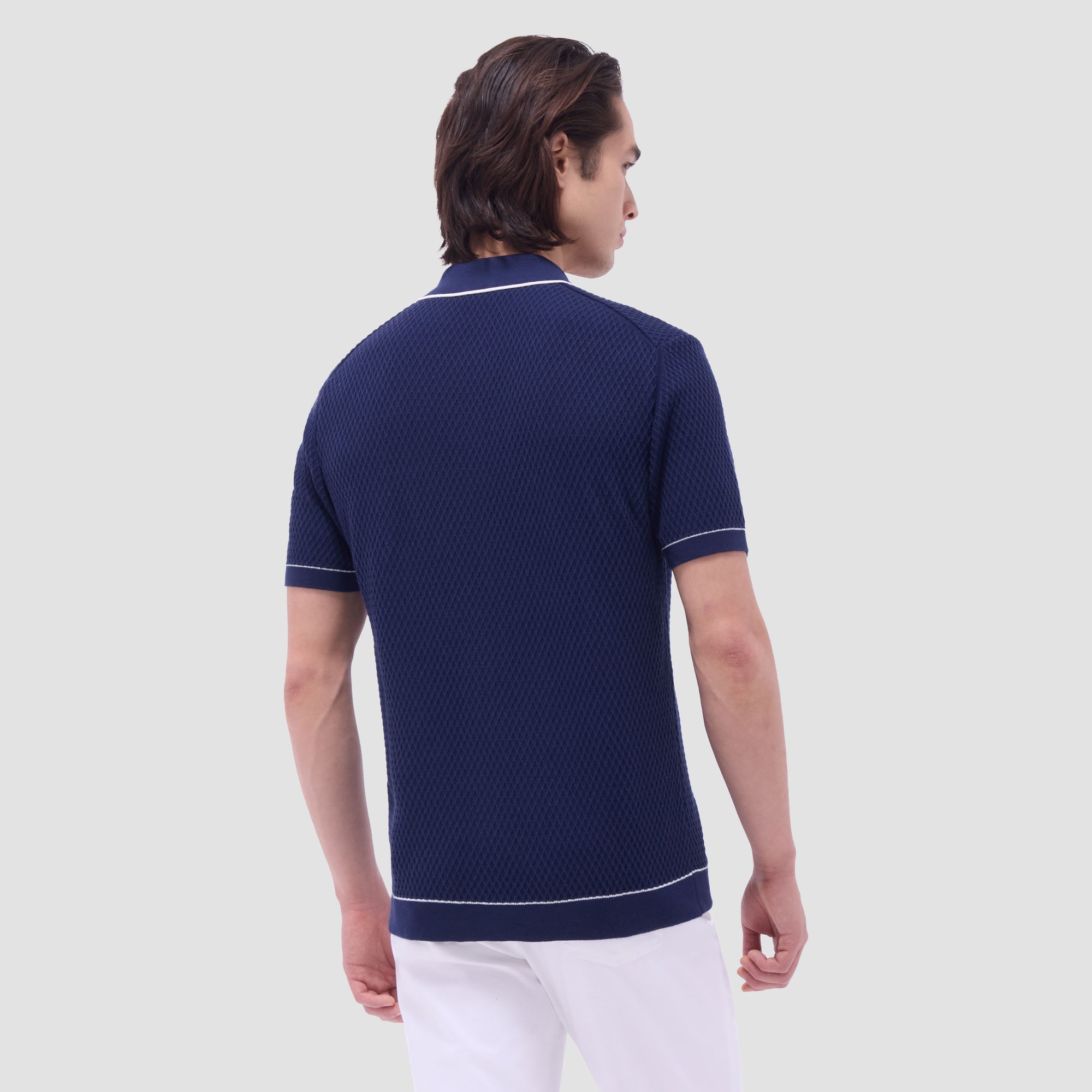 Textured Geometric Short-Sleeve Knit Shirt