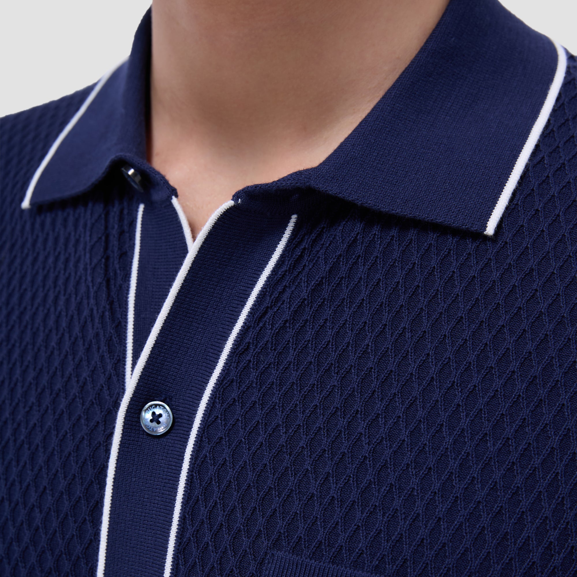 Textured Geometric Short-Sleeve Knit Shirt