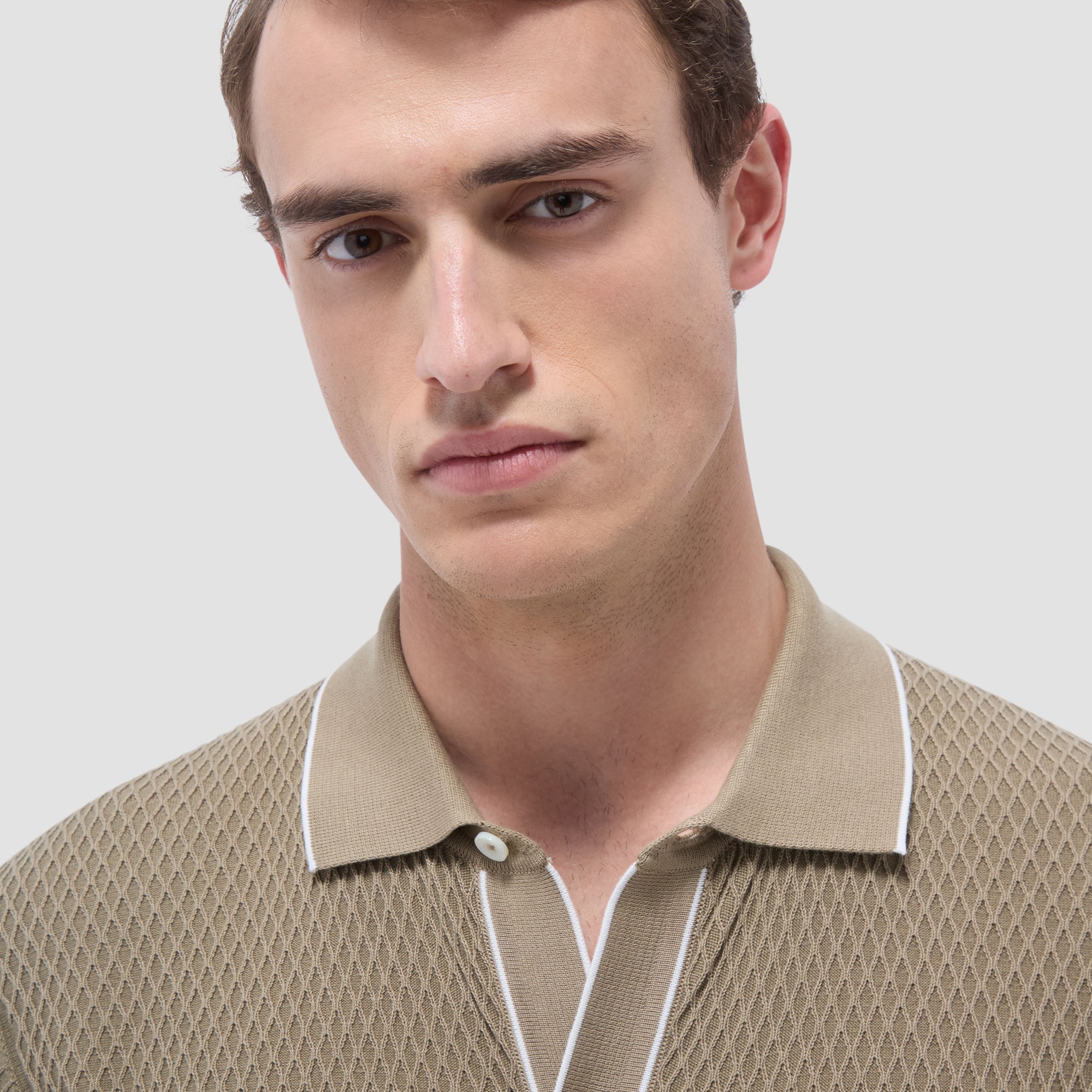 Textured Geometric Short-Sleeve Knit Shirt