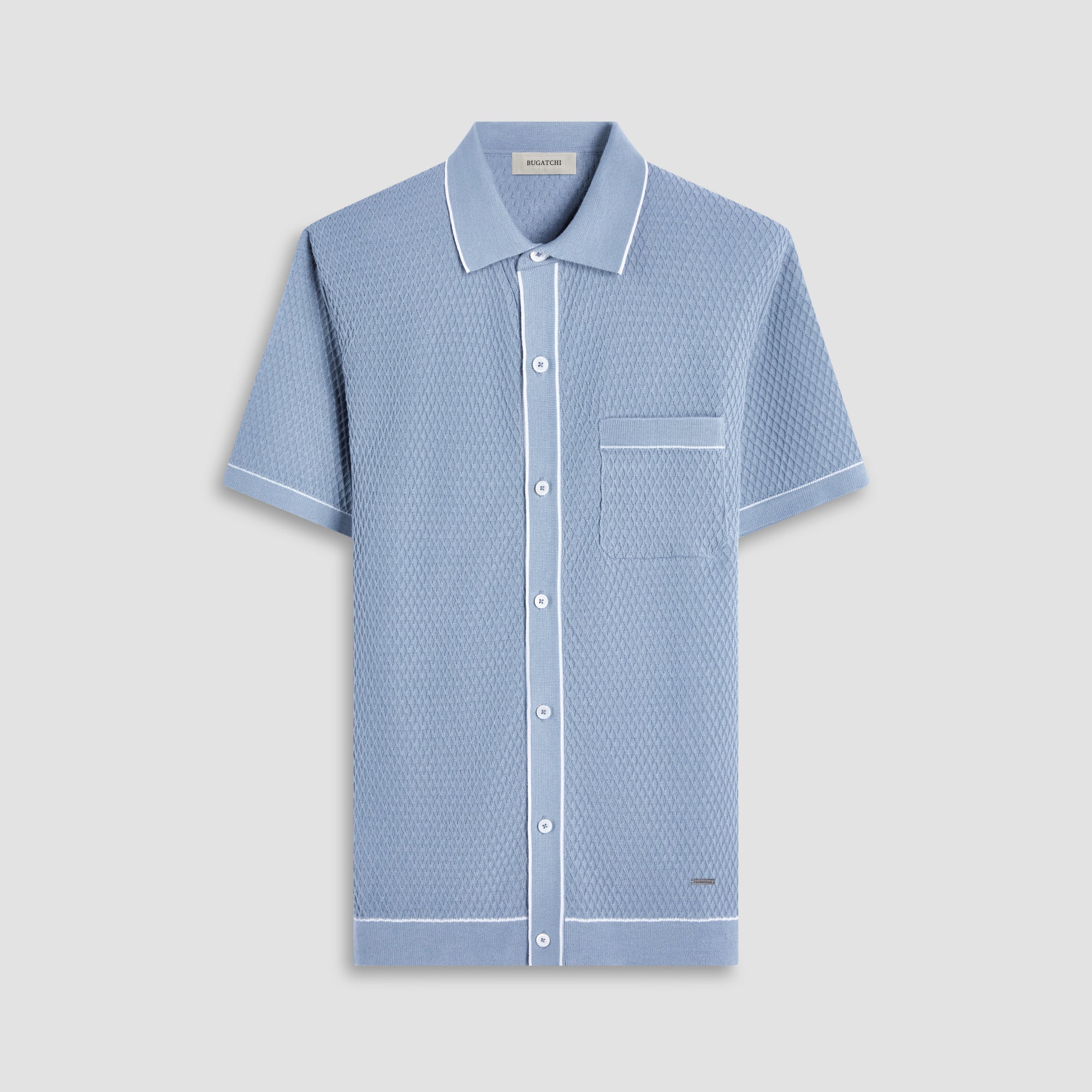 Textured Geometric Short-Sleeve Knit Shirt