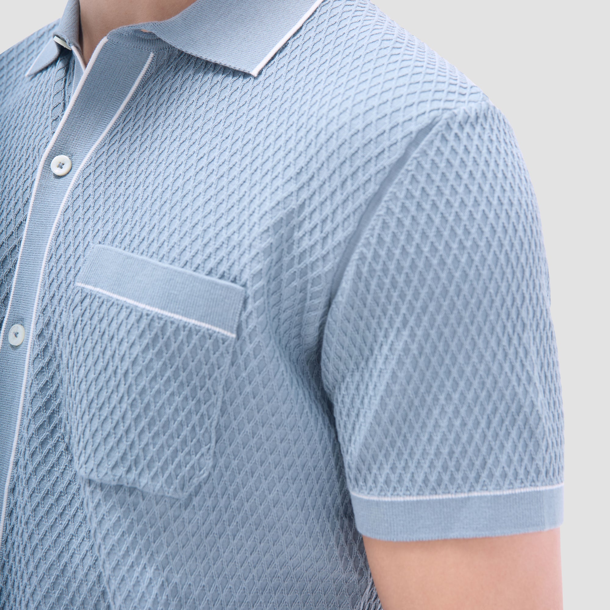 Textured Geometric Short-Sleeve Knit Shirt