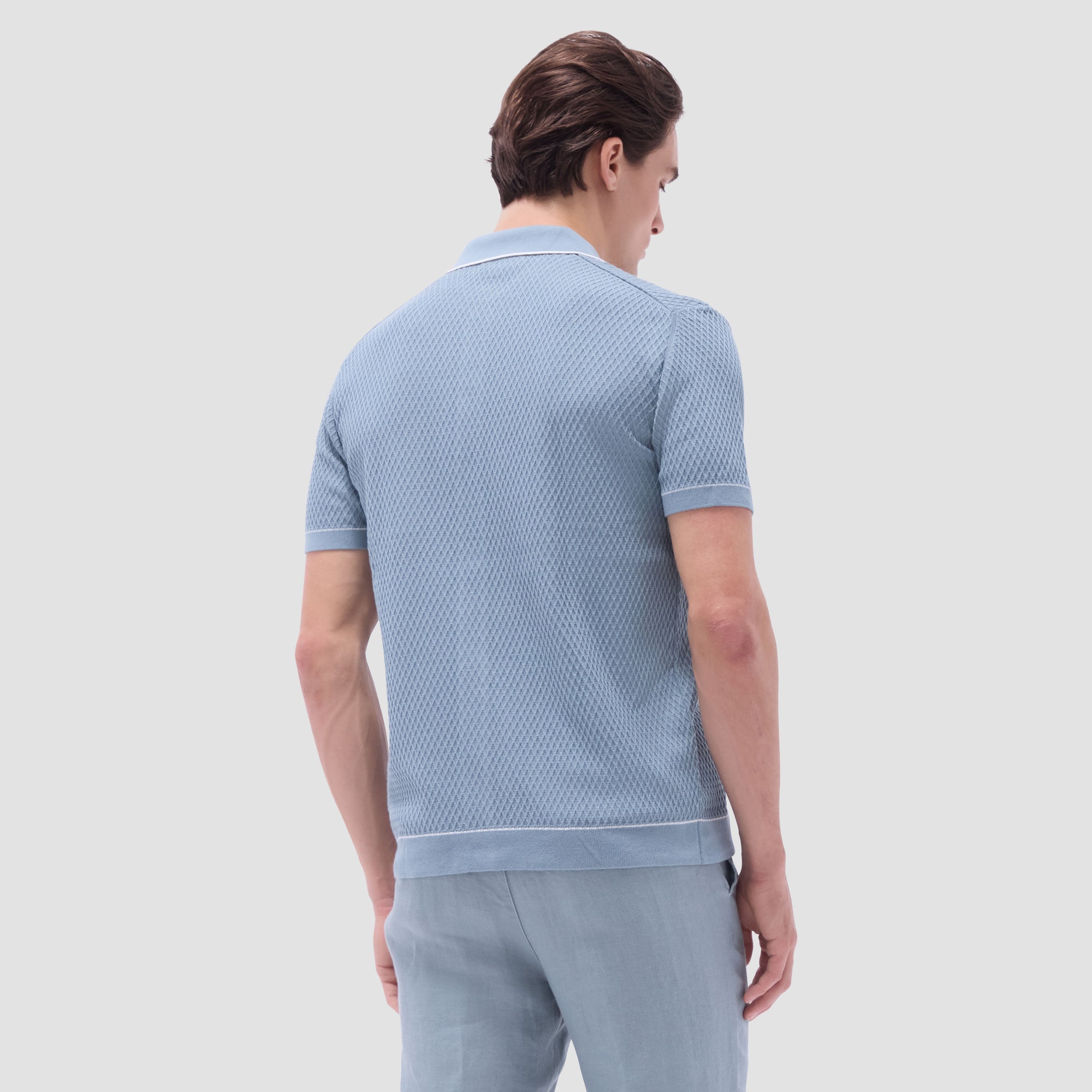 Textured Geometric Short-Sleeve Knit Shirt