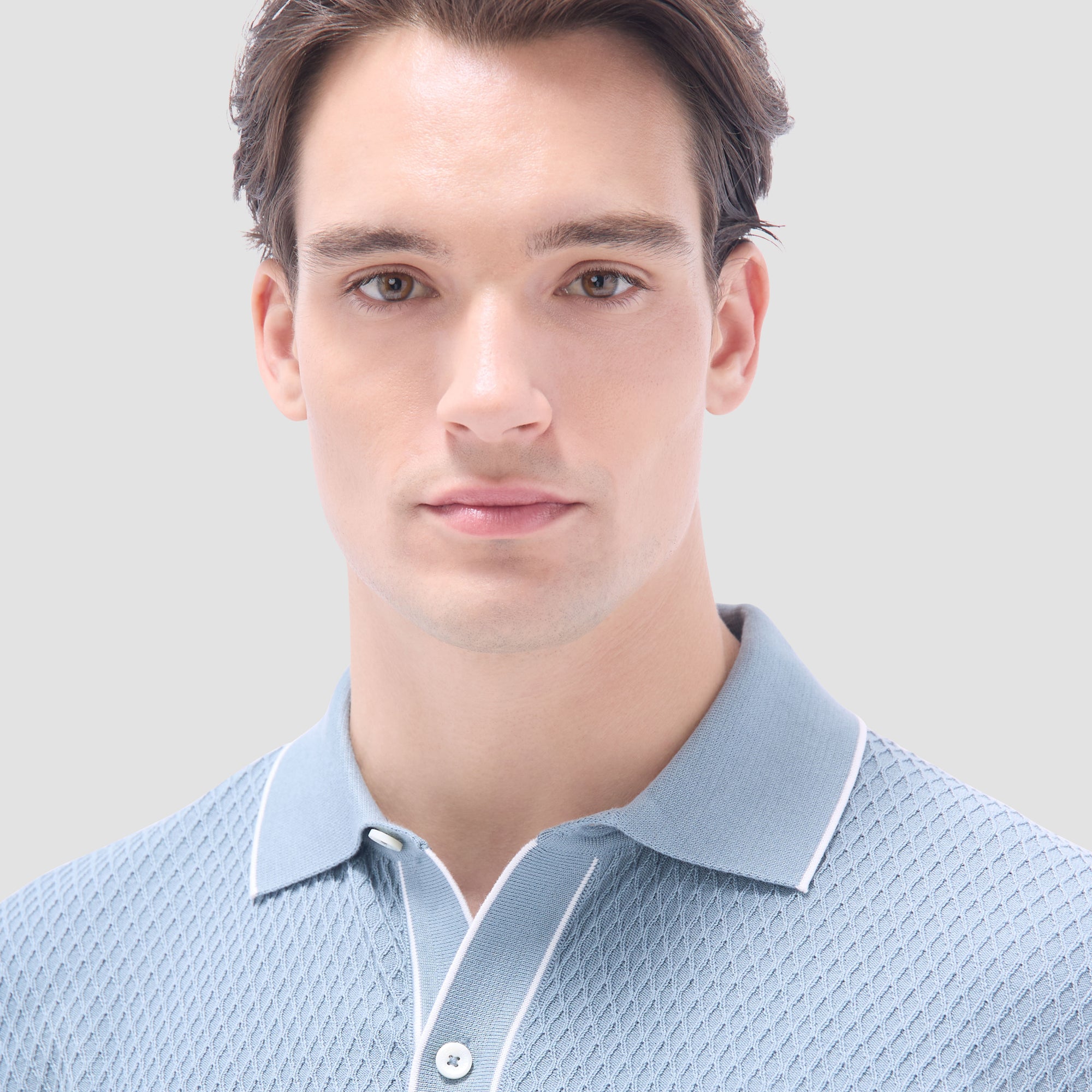 Textured Geometric Short-Sleeve Knit Shirt