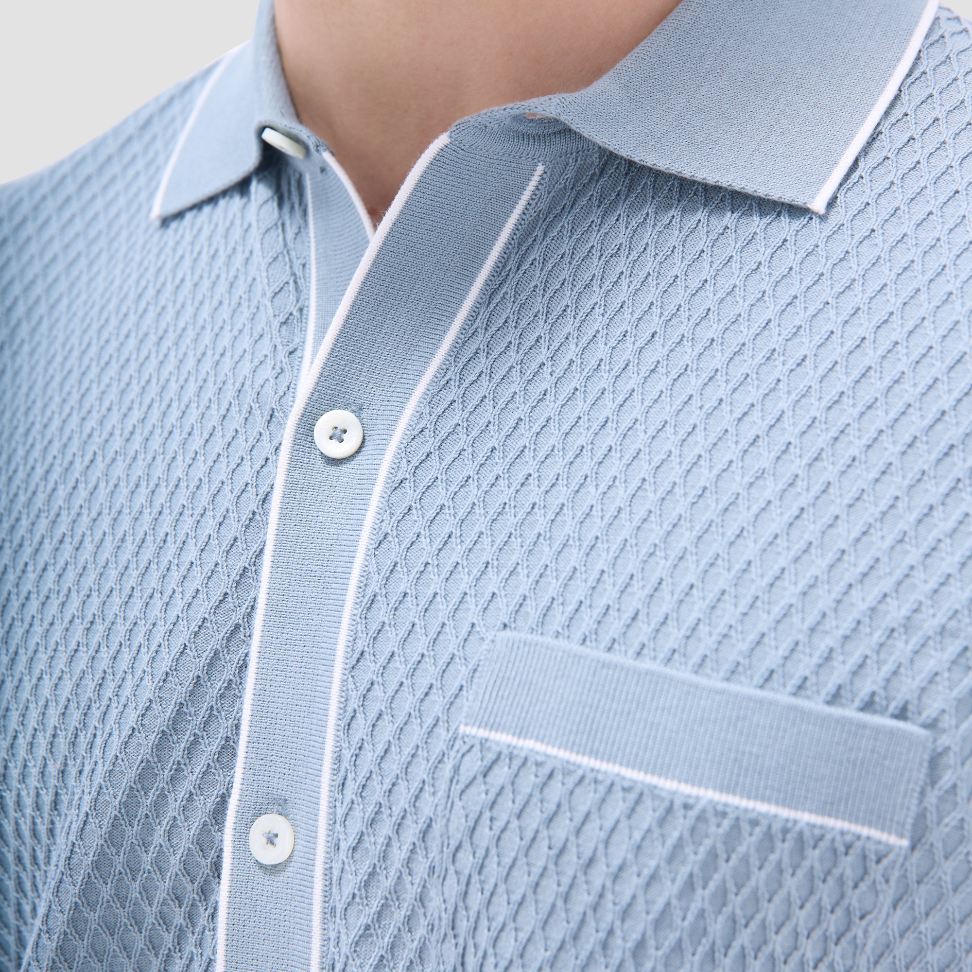 Textured Geometric Short-Sleeve Knit Shirt