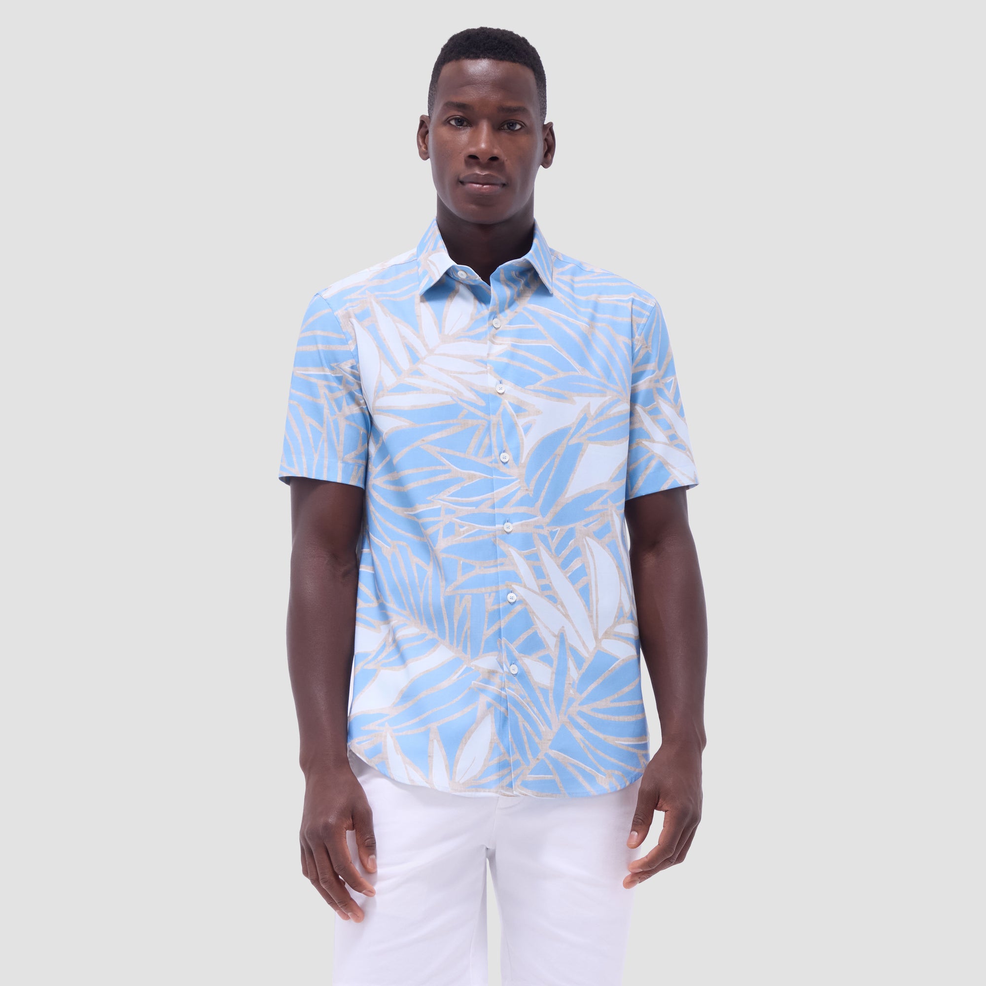 Orson Leaf Print Short-Sleeve Shirt