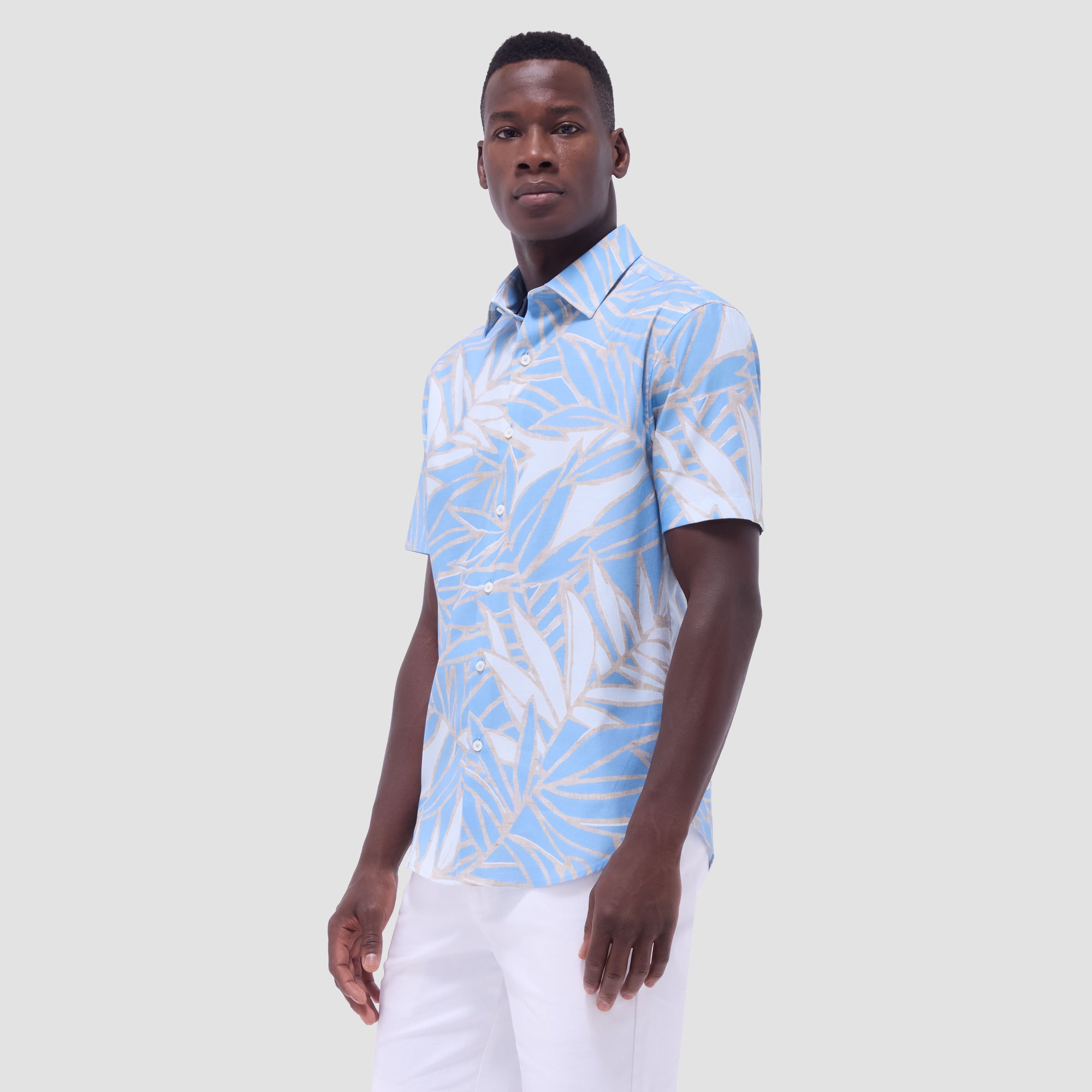 Orson Leaf Print Short-Sleeve Shirt