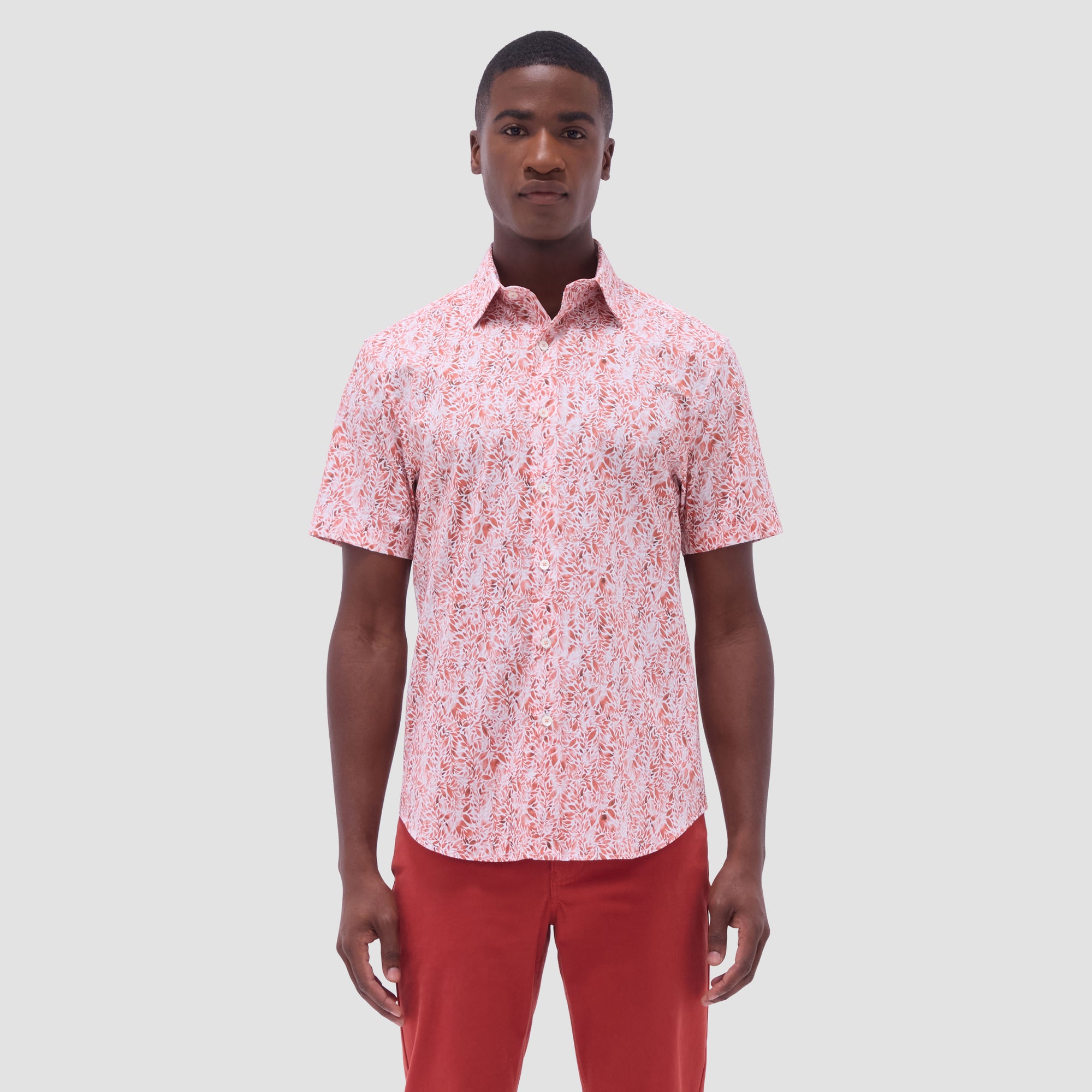 Orson Leaf Print Short-Sleeve Shirt