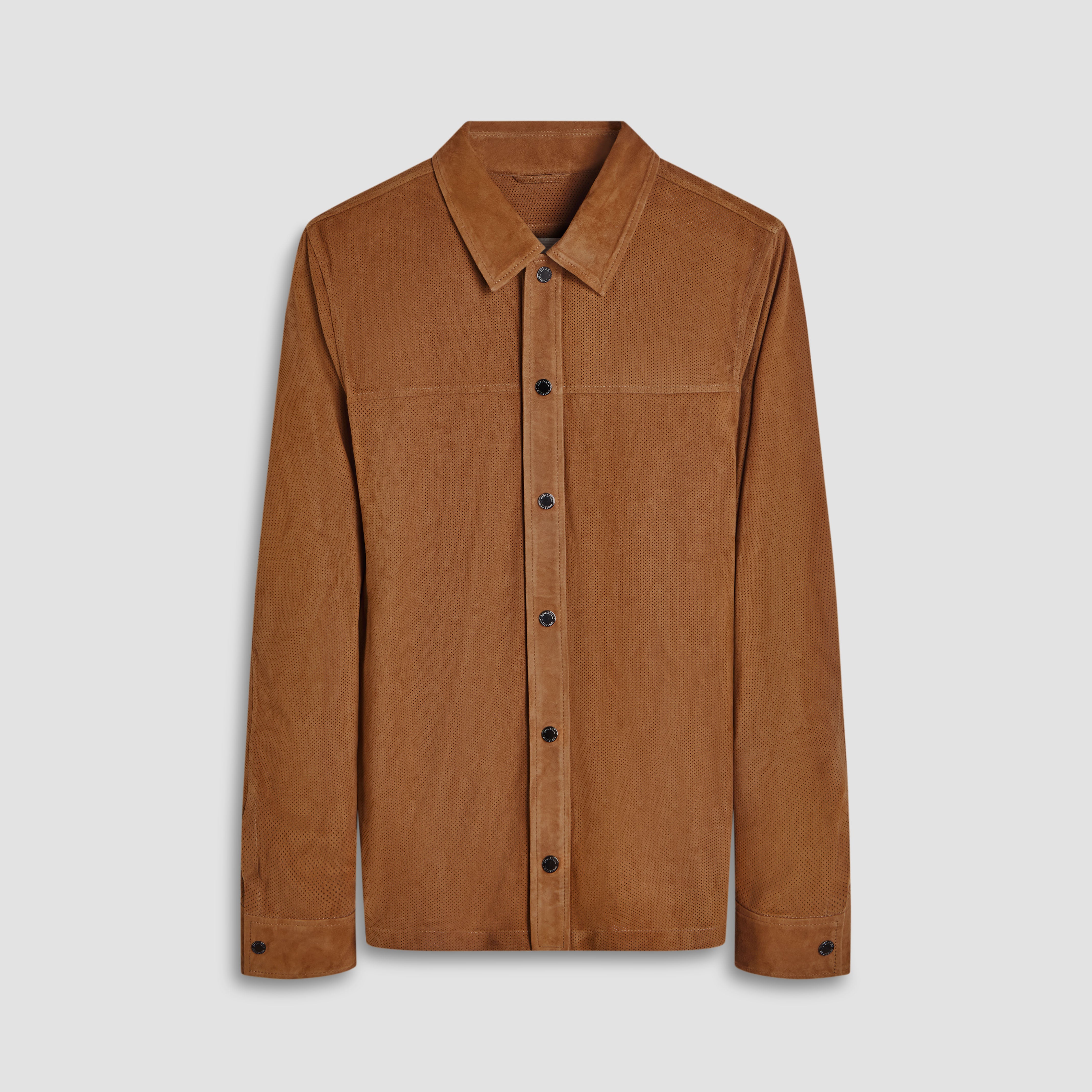 Perforated Suede Shirt Jacket – BUGATCHI