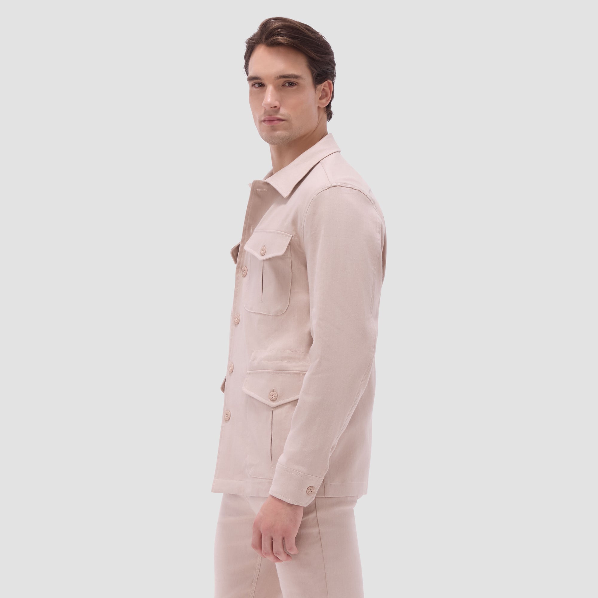 Linen-Cotton Safari Jacket