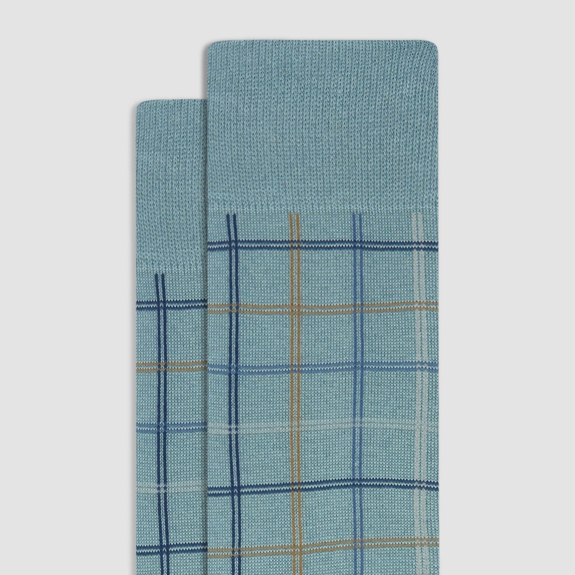 Windowpane Cashmere Mid-Calf Socks