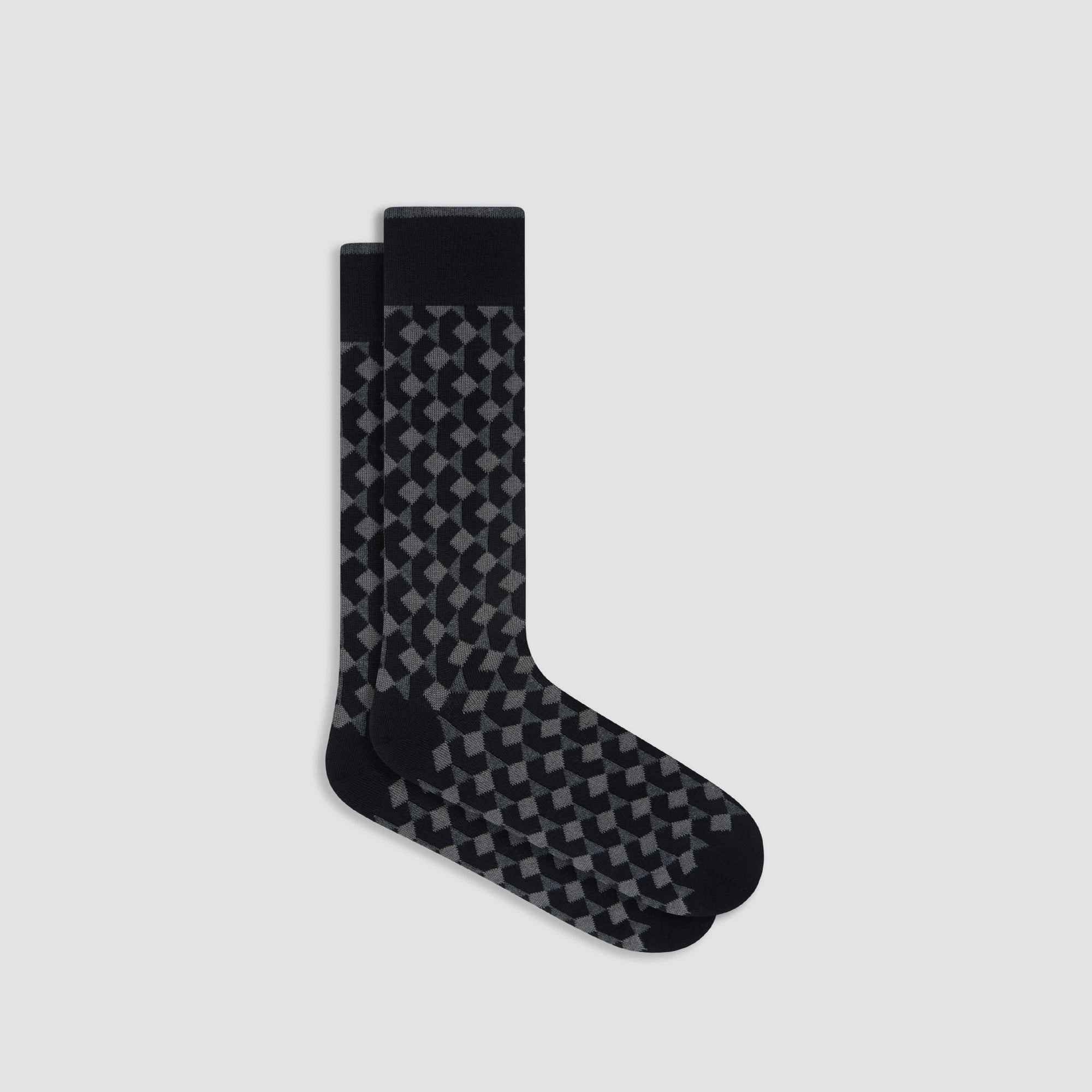 Geometric Cashmere Mid-Calf Socks