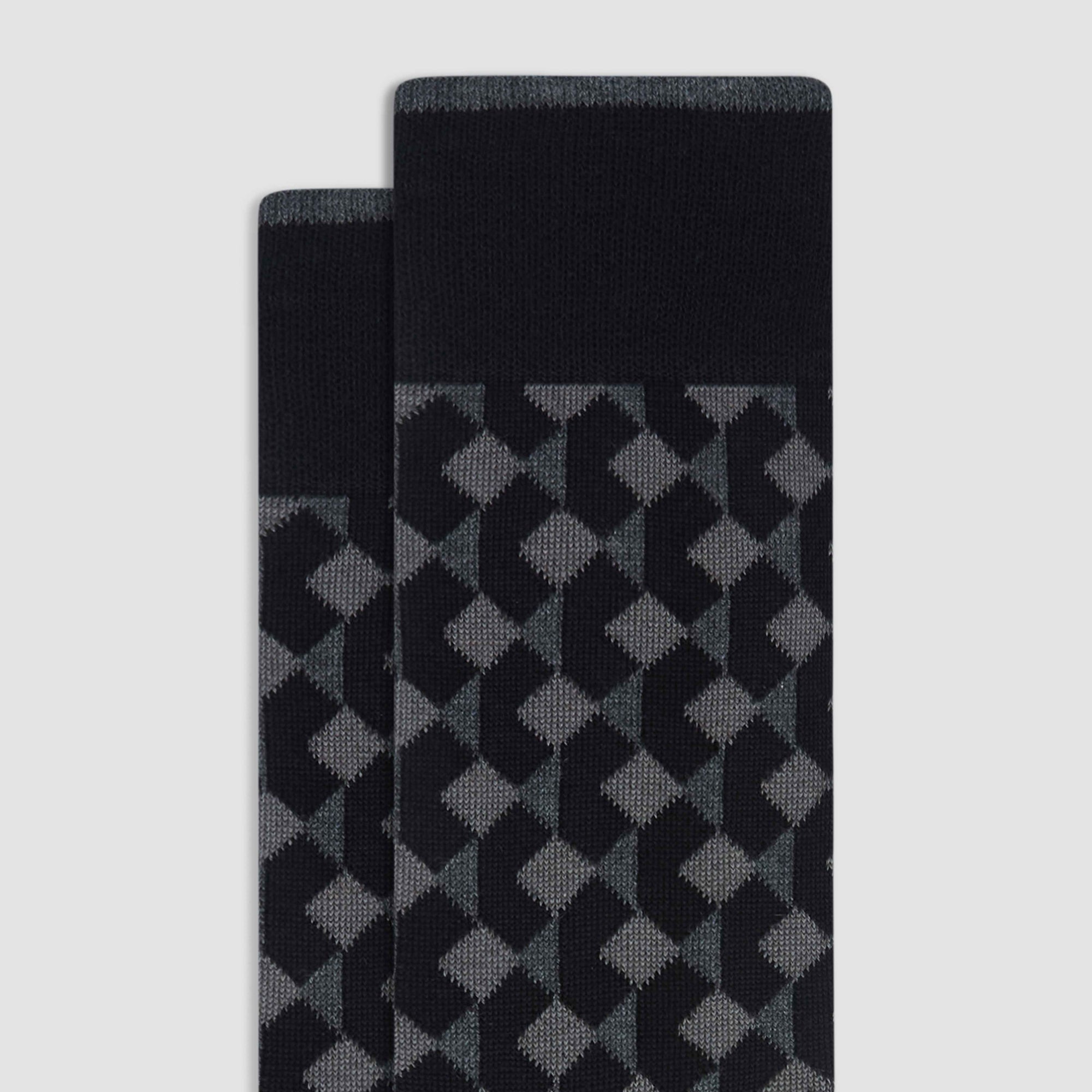 Geometric Cashmere Mid-Calf Socks