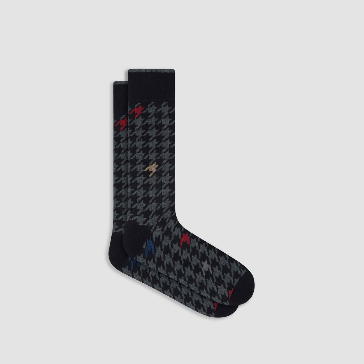 Houndstooth Cashmere Mid-Calf Socks