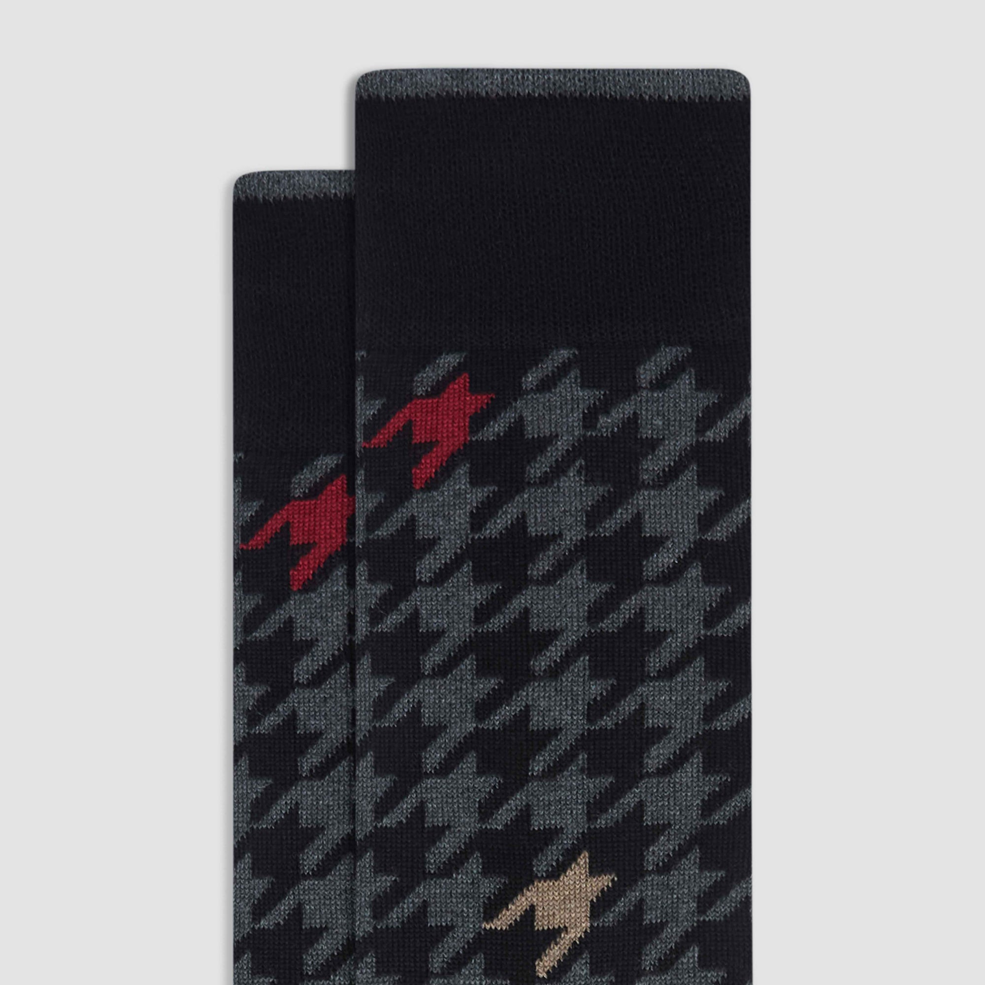 Houndstooth Cashmere Mid-Calf Socks