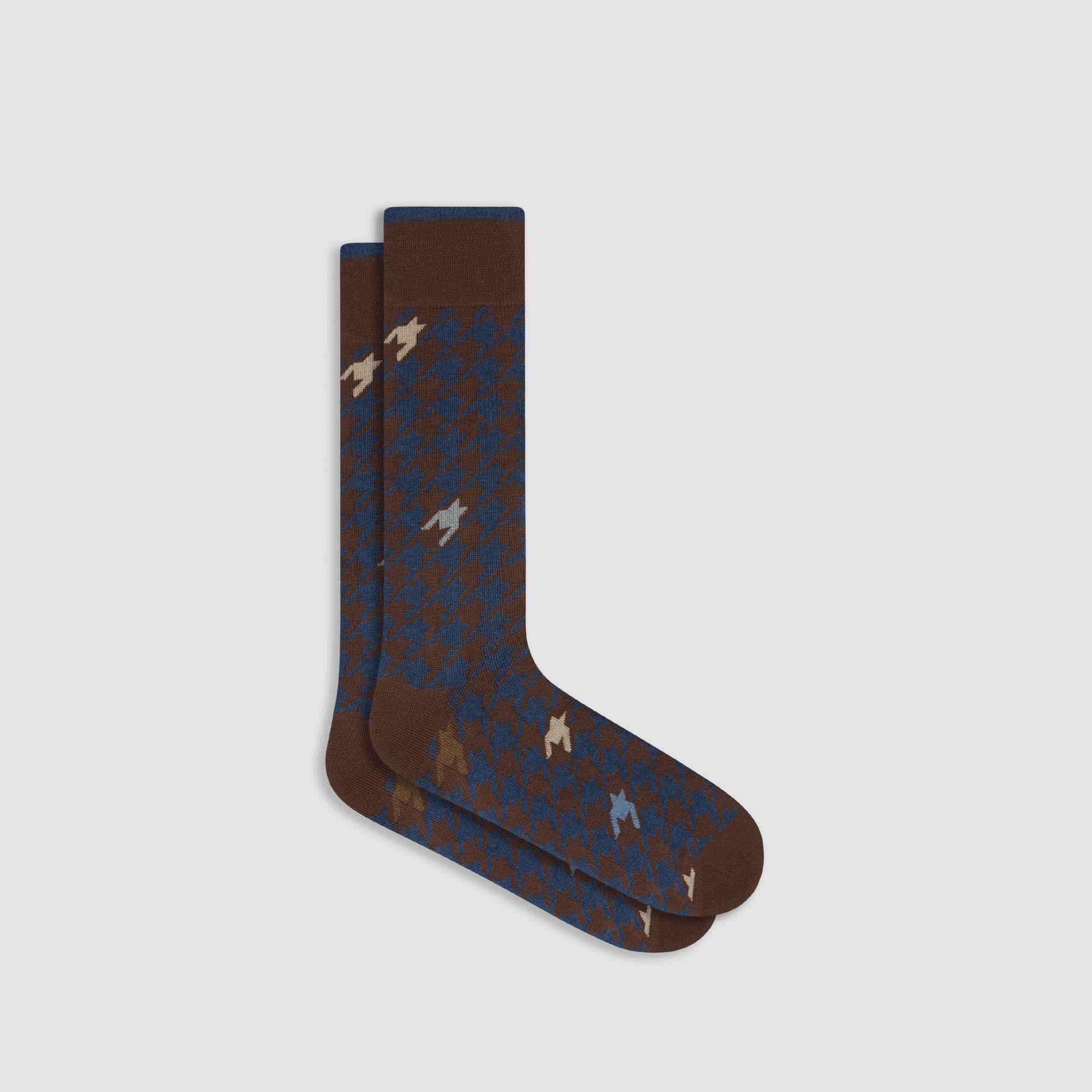 Houndstooth Cashmere Mid-Calf Socks