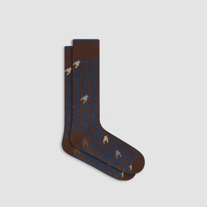 Houndstooth Cashmere Mid-Calf Socks