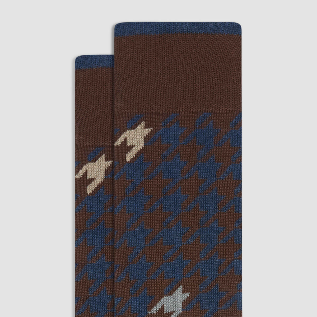 Houndstooth Cashmere Mid-Calf Socks