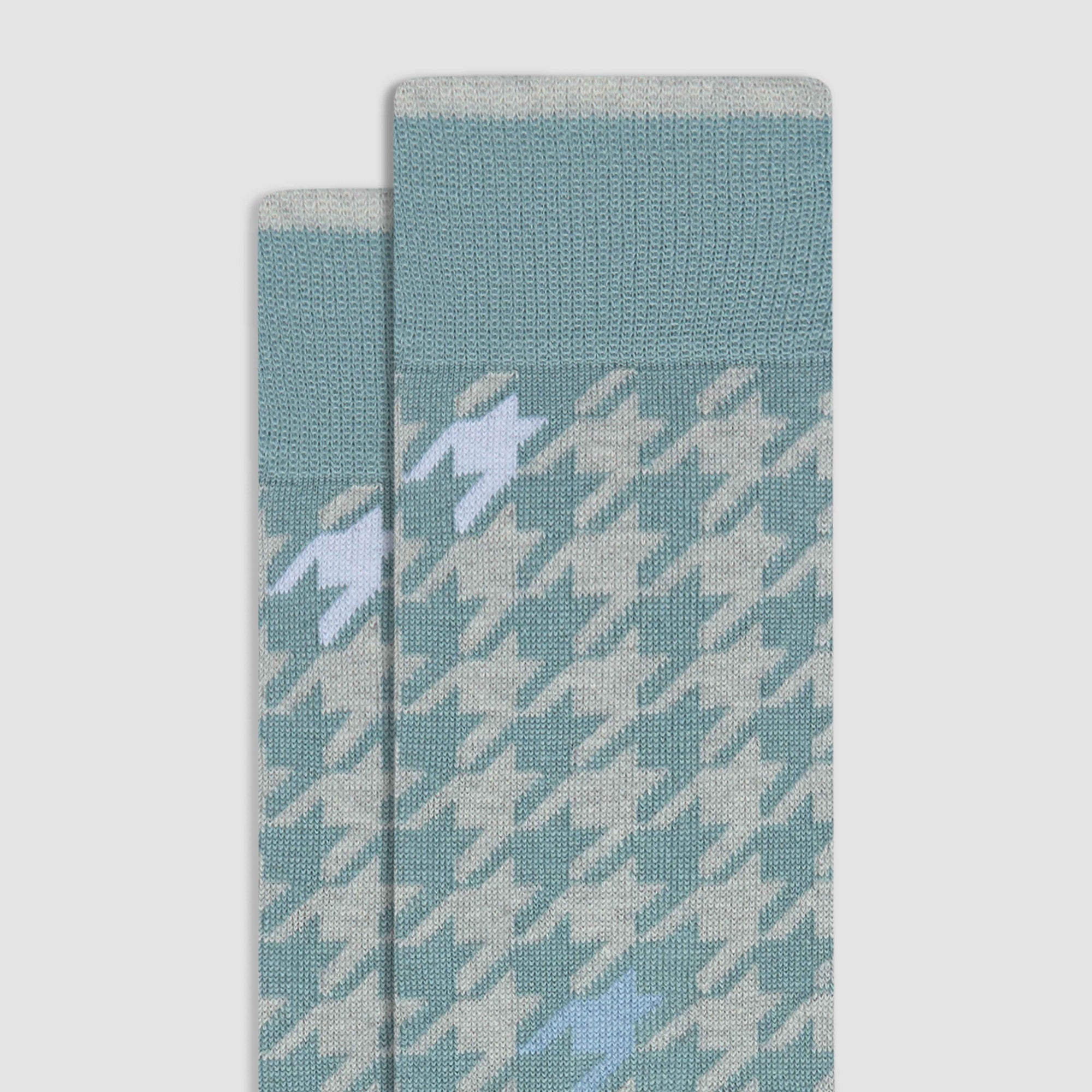 Houndstooth Cashmere Mid-Calf Socks