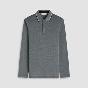 Geometric Jacquard Long Sleeve Polo