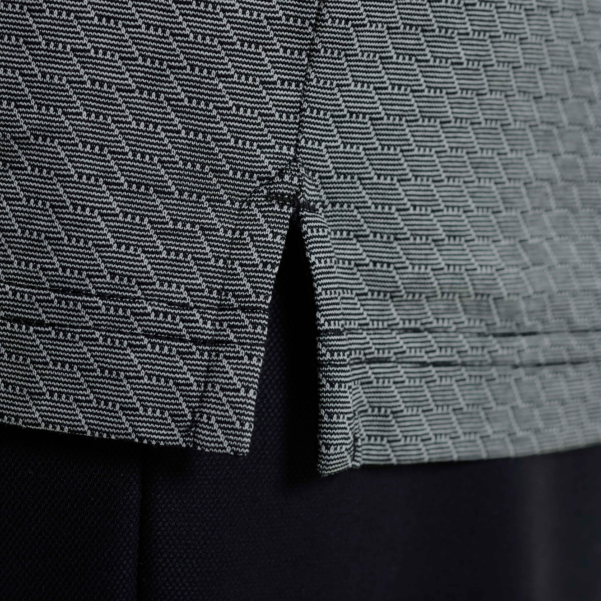 Geometric Jacquard Long Sleeve Polo