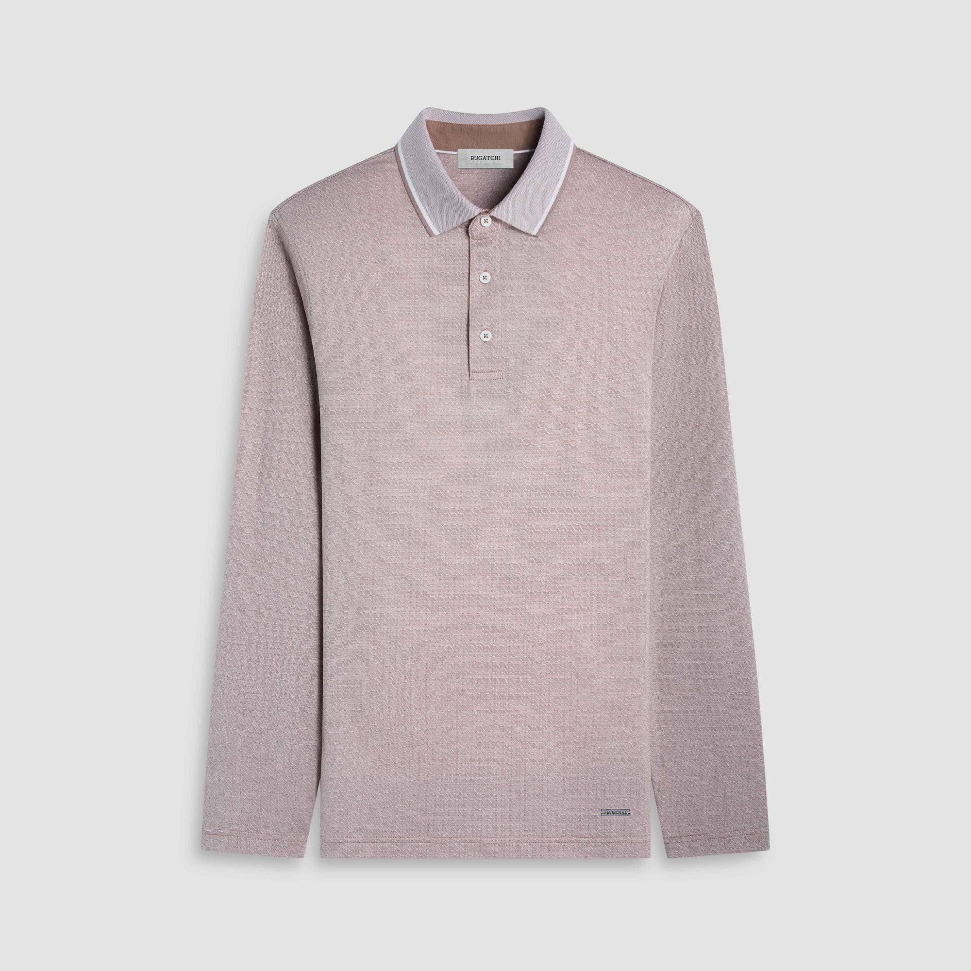 Geometric Jacquard Long Sleeve Polo