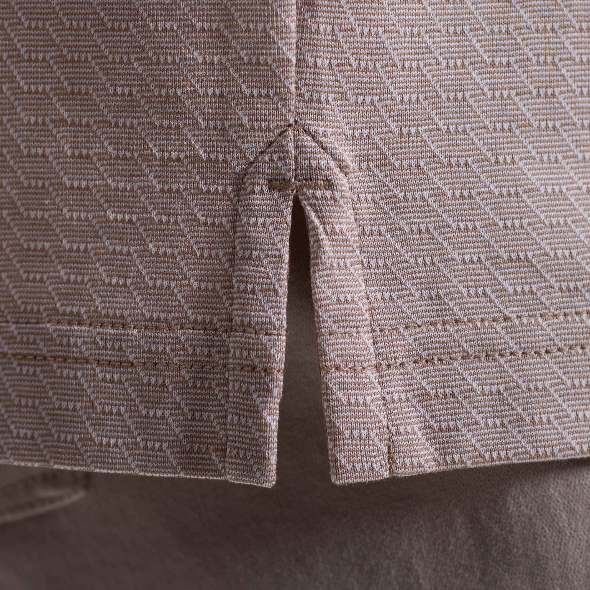 Geometric Jacquard Long Sleeve Polo