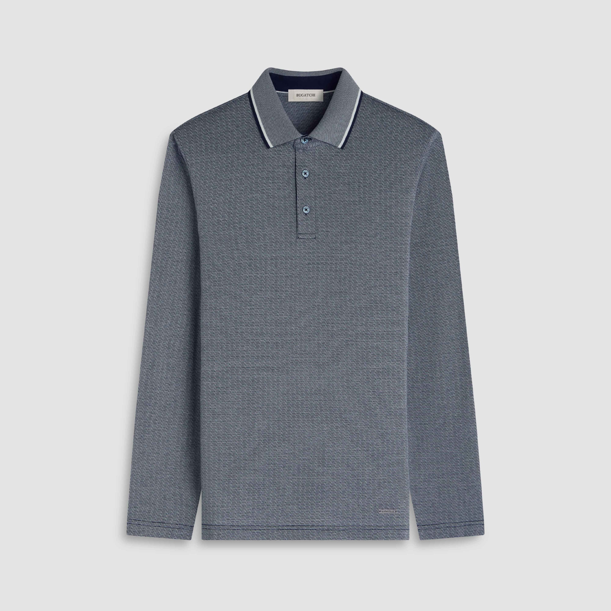 Geometric Jacquard Long Sleeve Polo