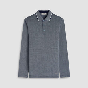 Geometric Jacquard Long Sleeve Polo
